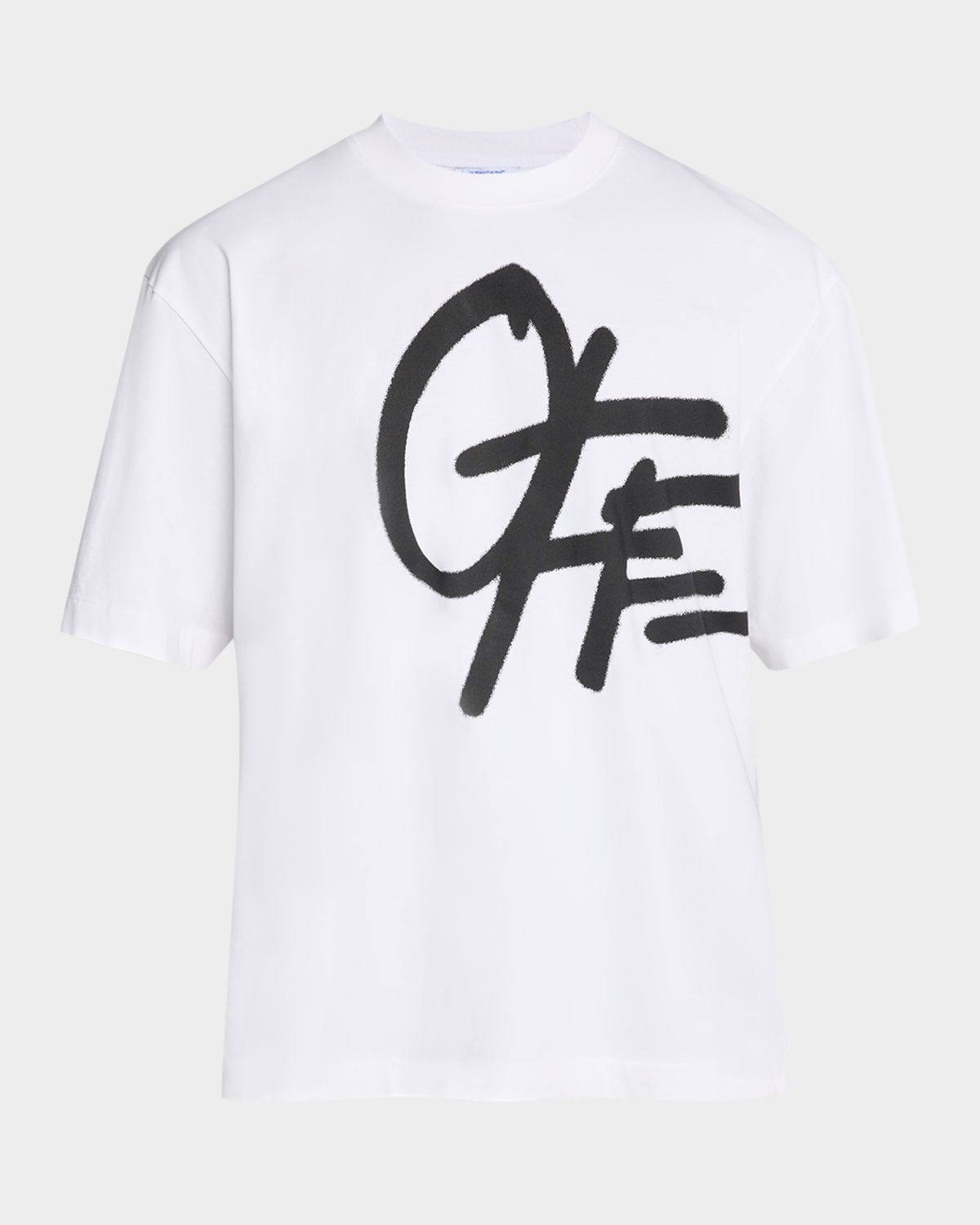 Off-White Men 's Graffiti Logo Cotton Crewneck T-Shirt