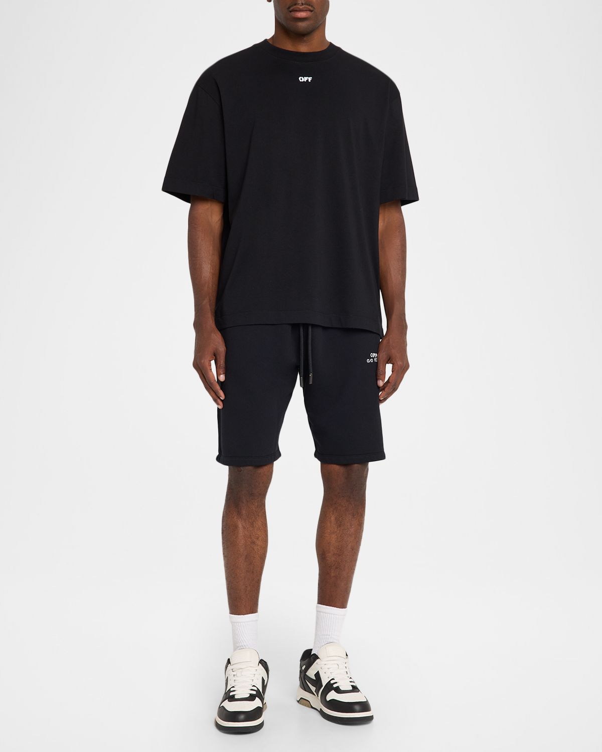 Off-White Men 's Cotton Logo-Printed Drawstring Shorts