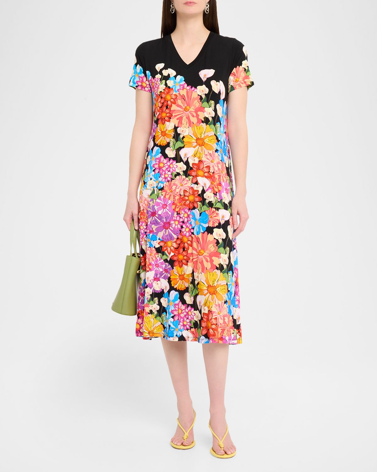 Johnny Was The Janie Floral-Print Favorite T-Shirt Midi Dress
