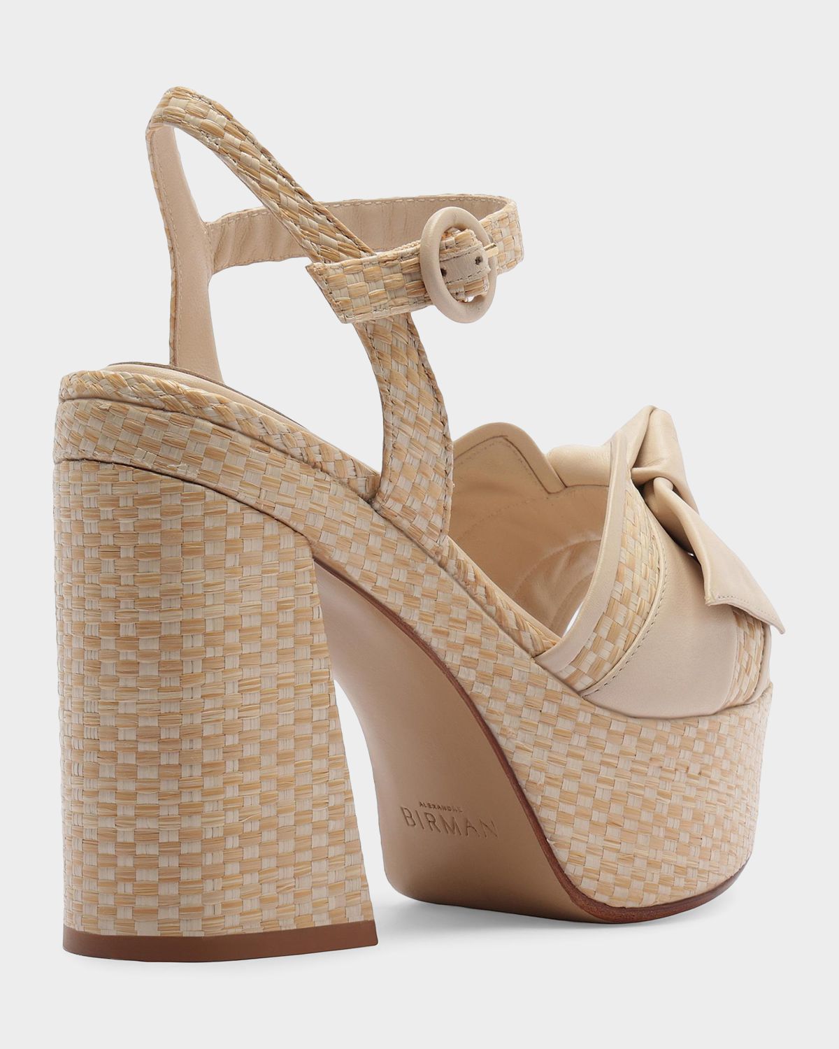 Alexandre Birman Maxi Clarita Flare 120MM Raffia & Leather Platform Sandals