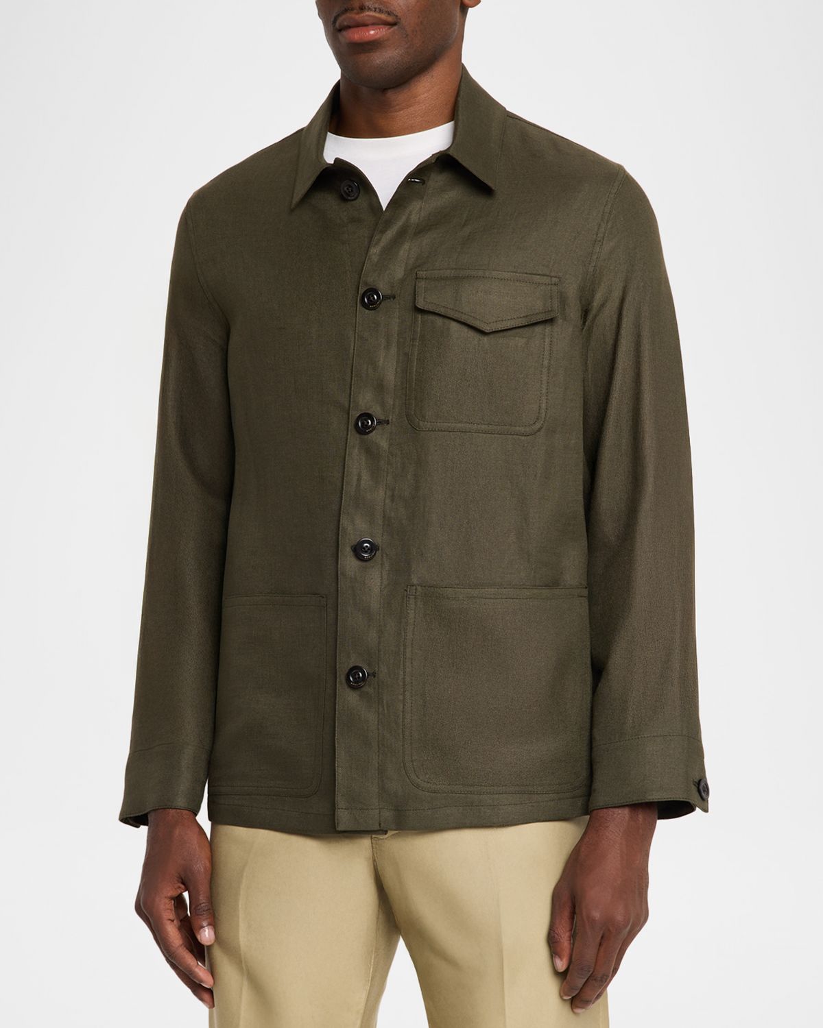 Boglioli Men 's Linen Workwear Button-Front Jacket | Thumbnail 4 Boglioli Men 's Linen Workwear Button-Front Jacket | Thumbnail 4