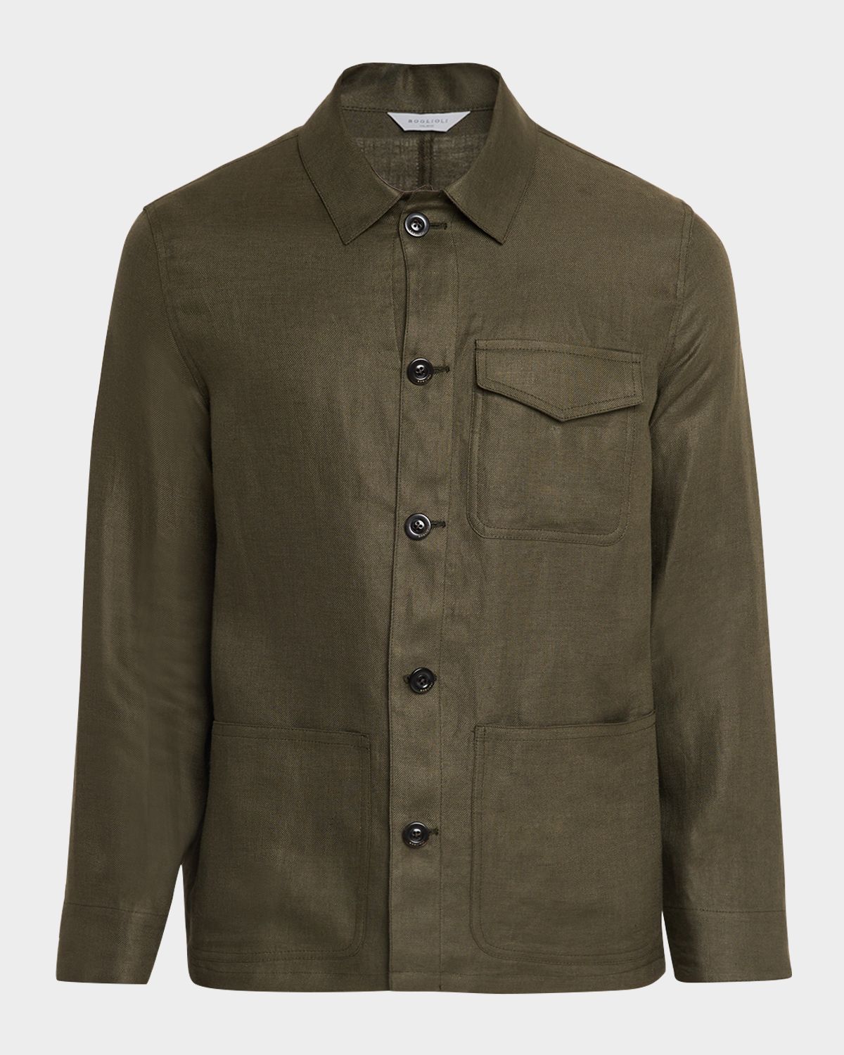 Boglioli Men 's Linen Workwear Button-Front Jacket