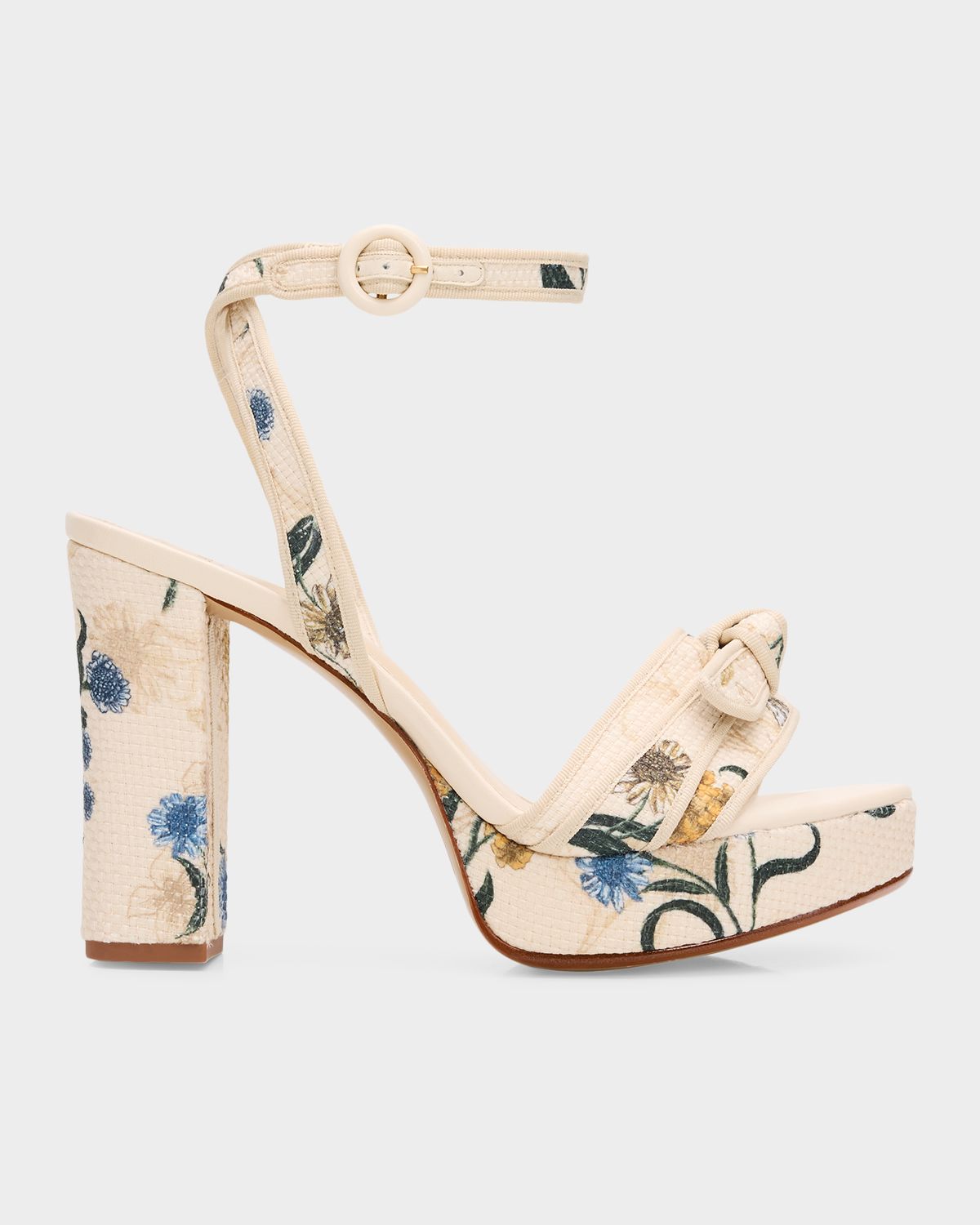 Alexandre Birman 120mm Floral Grosgrain Raffia Platform Sandals