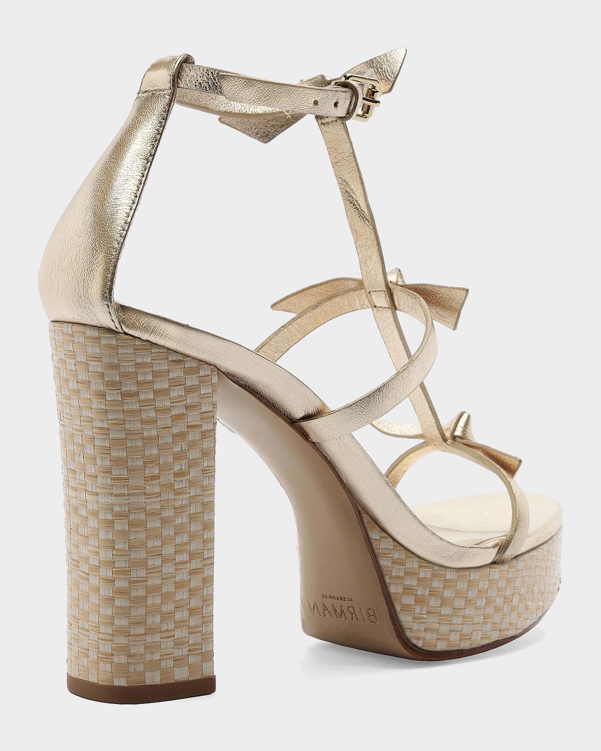Alexandre Birman 120mm Lolita Metallic Leather and Raffia Platform Sandals