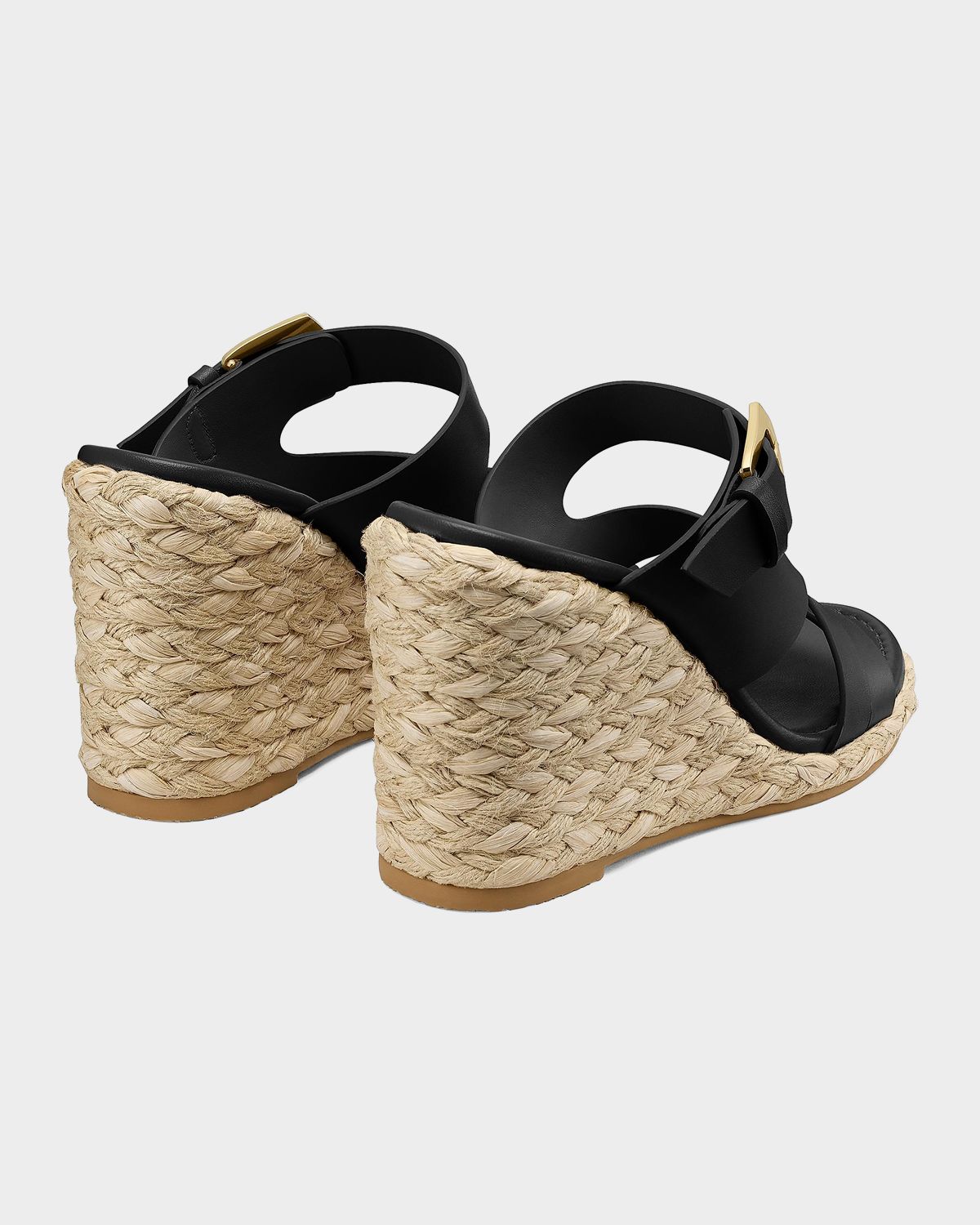 Stuart Weitzman 105mm Sai Leather Espadrille Wedge Sandals