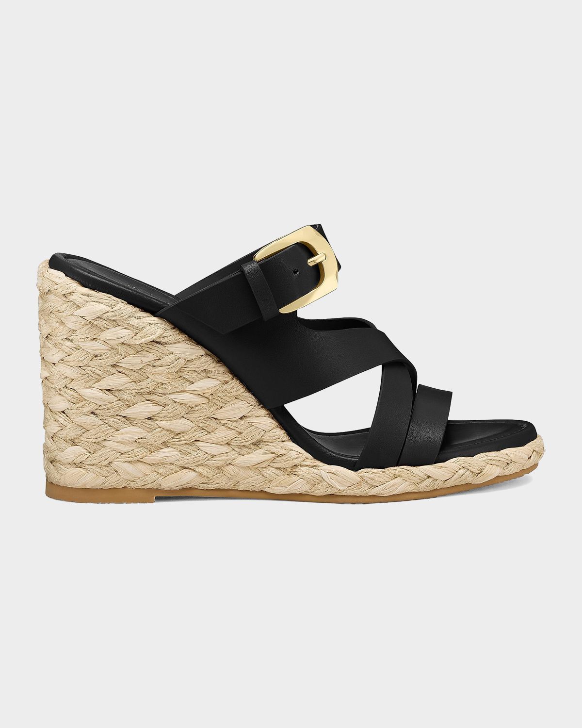 Stuart Weitzman 105mm Sai Leather Espadrille Wedge Sandals