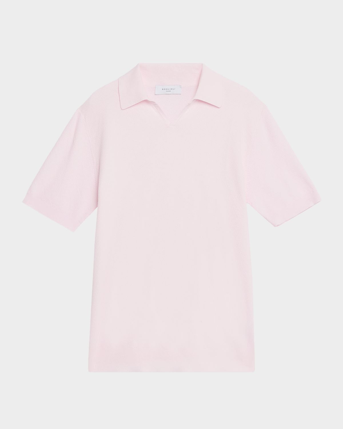 Boglioli Men 's Cotton Knit Johnny Collar Polo Shirt