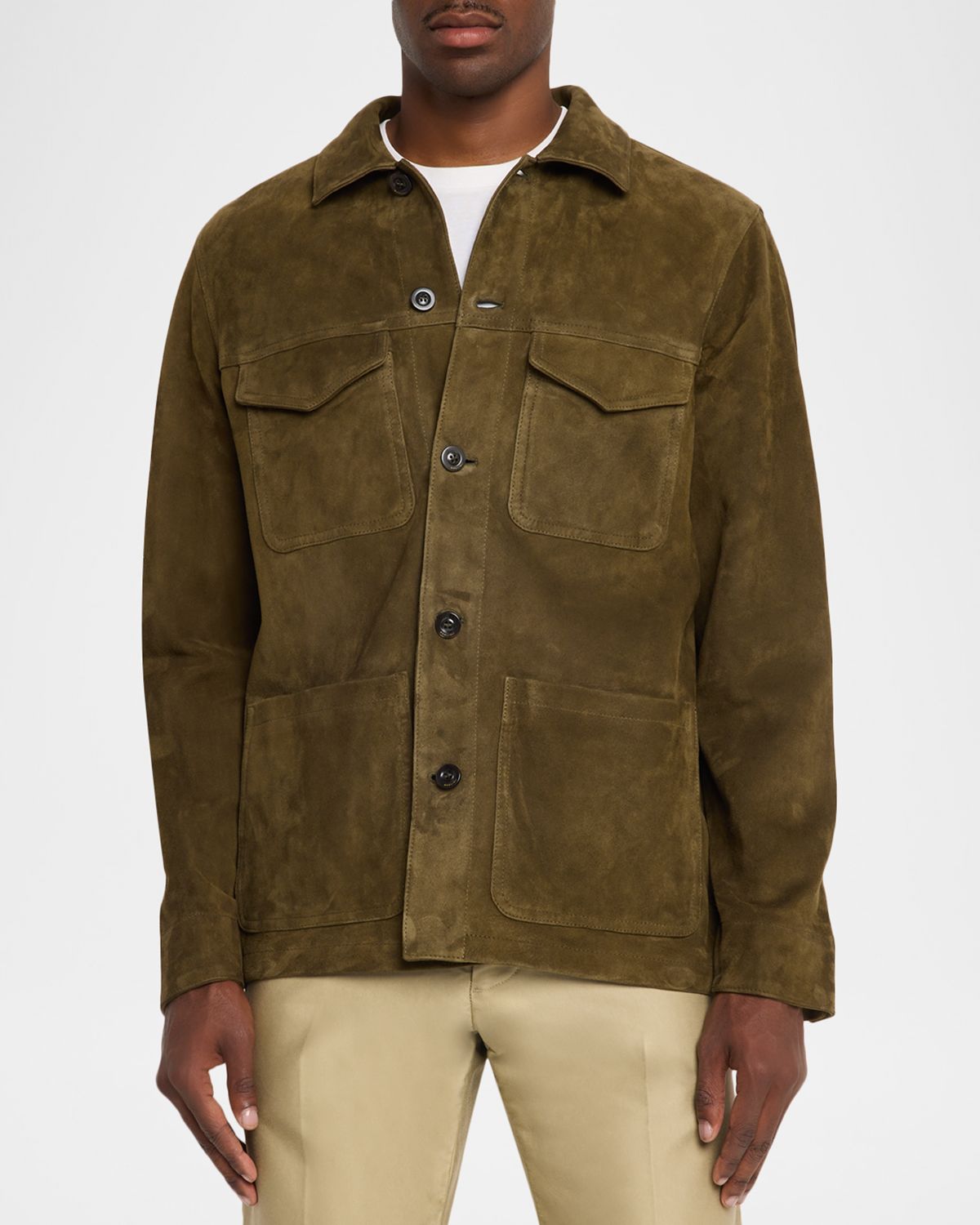 Boglioli Men 's Leather Workwear Shirt Jacket | Thumbnail 4 Boglioli Men 's Leather Workwear Shirt Jacket | Thumbnail 4