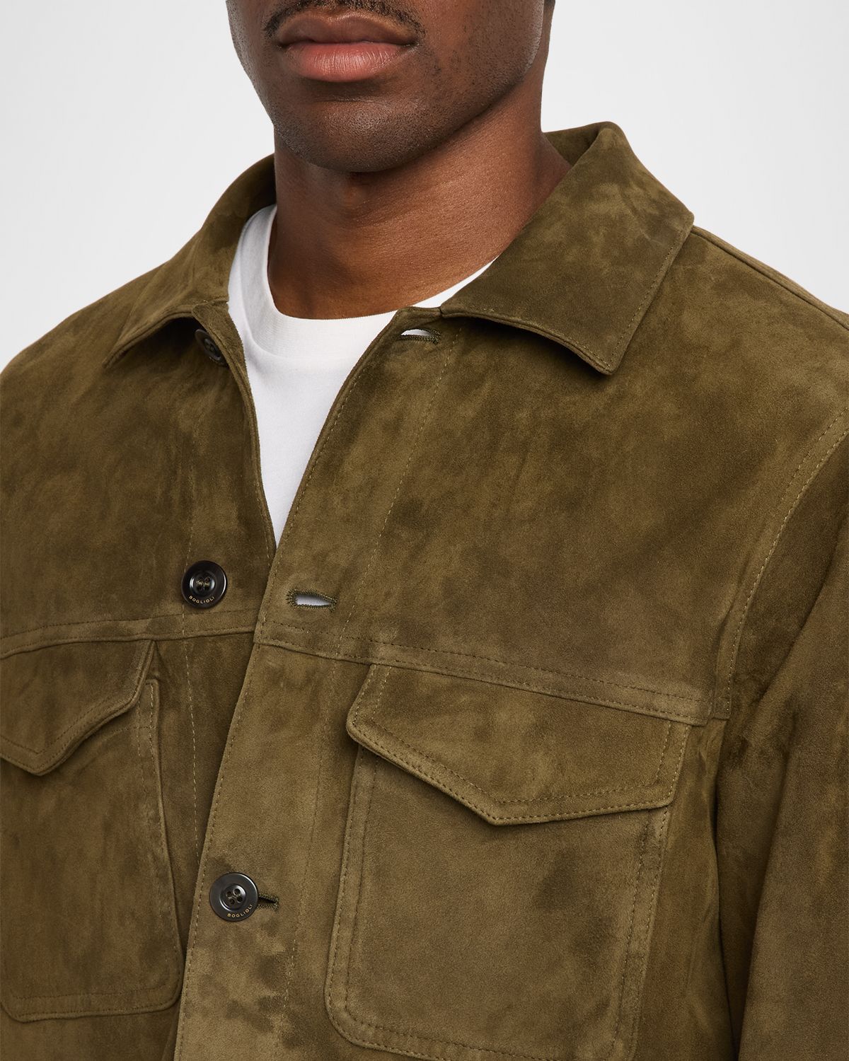 Boglioli Men 's Leather Workwear Shirt Jacket | Thumbnail 5 Boglioli Men 's Leather Workwear Shirt Jacket | Thumbnail 5
