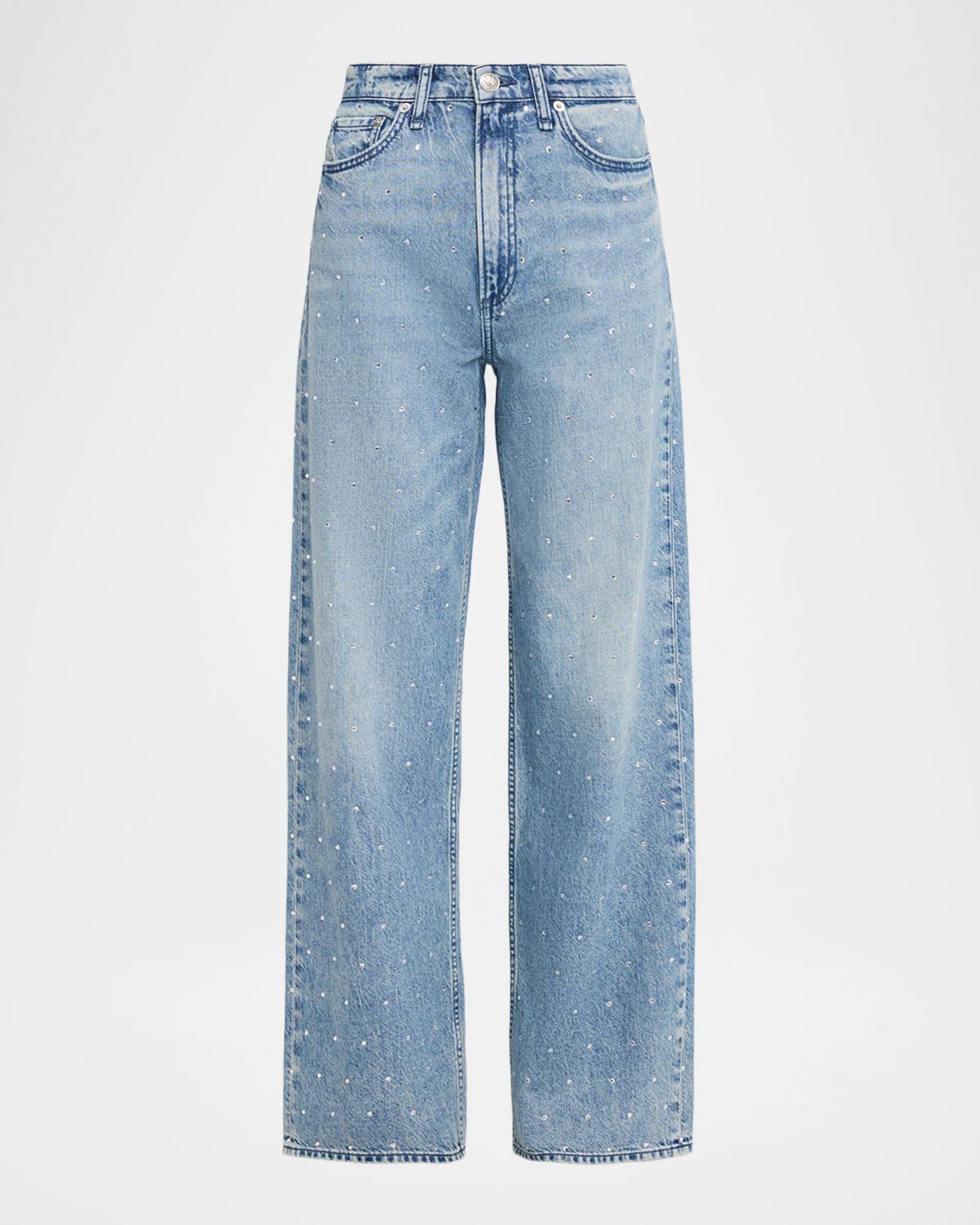 Rag & Bone Featherweight Logan Embellished Mid-Rise Wide Jeans