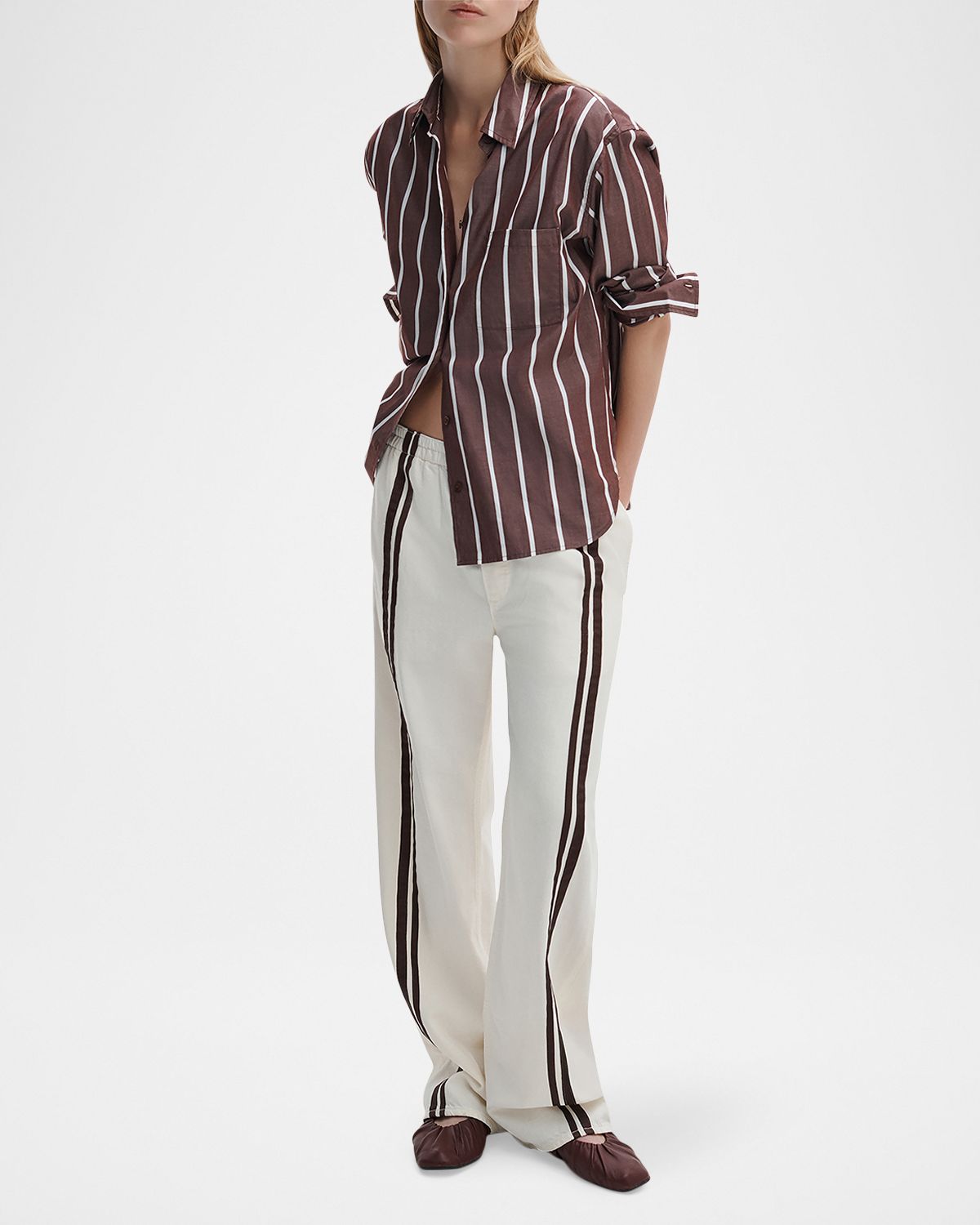 Rag & Bone Featherweight Logan Wide-Leg Denim Track Pants