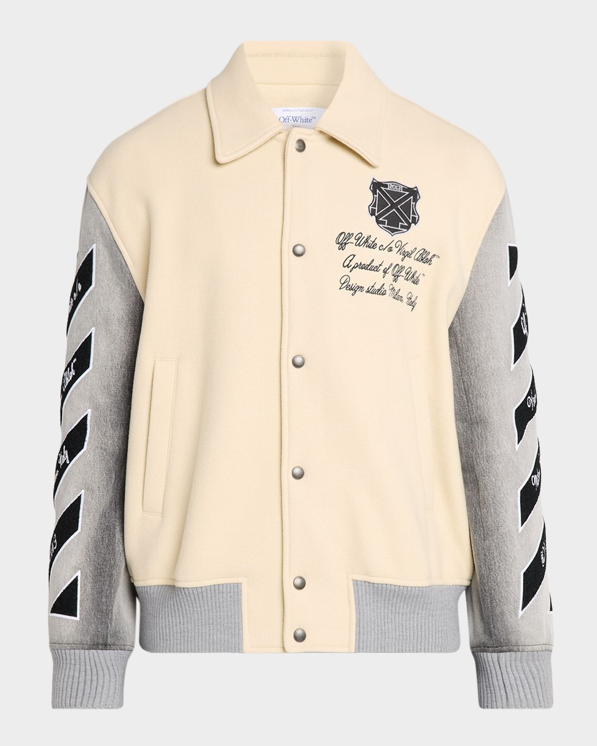 Off-White Men 's Diagonals Logo Varsity Jacket