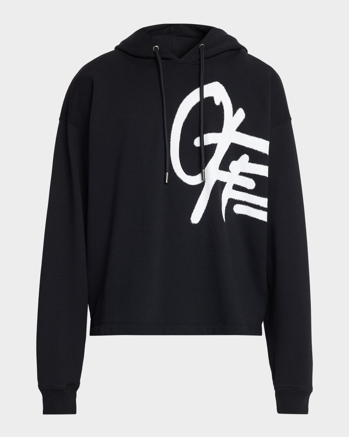 Off-White Men 's Graffiti Logo Oversized Cotton Hoodie