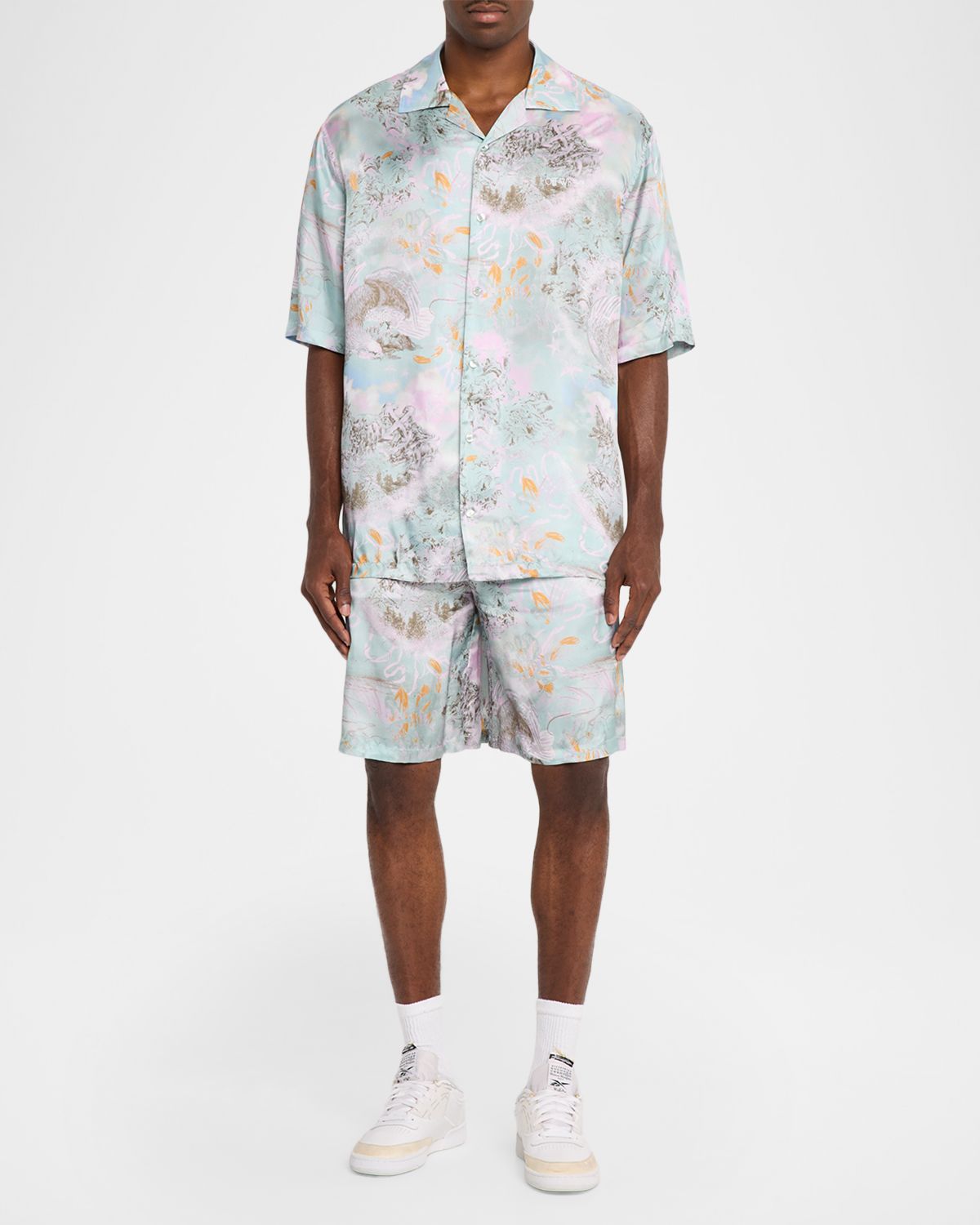 Off-White Men 's Land Sky Viscose Short-Sleeve Shirt