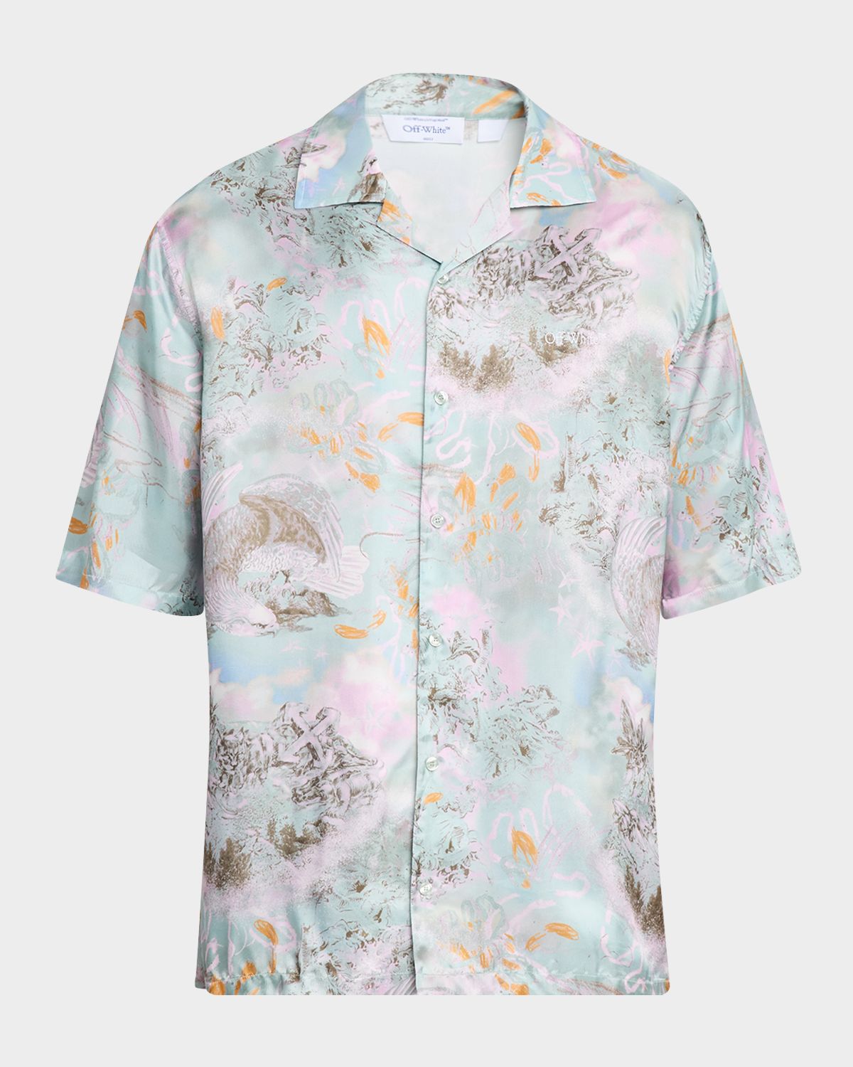 Off-White Men 's Land Sky Viscose Short-Sleeve Shirt