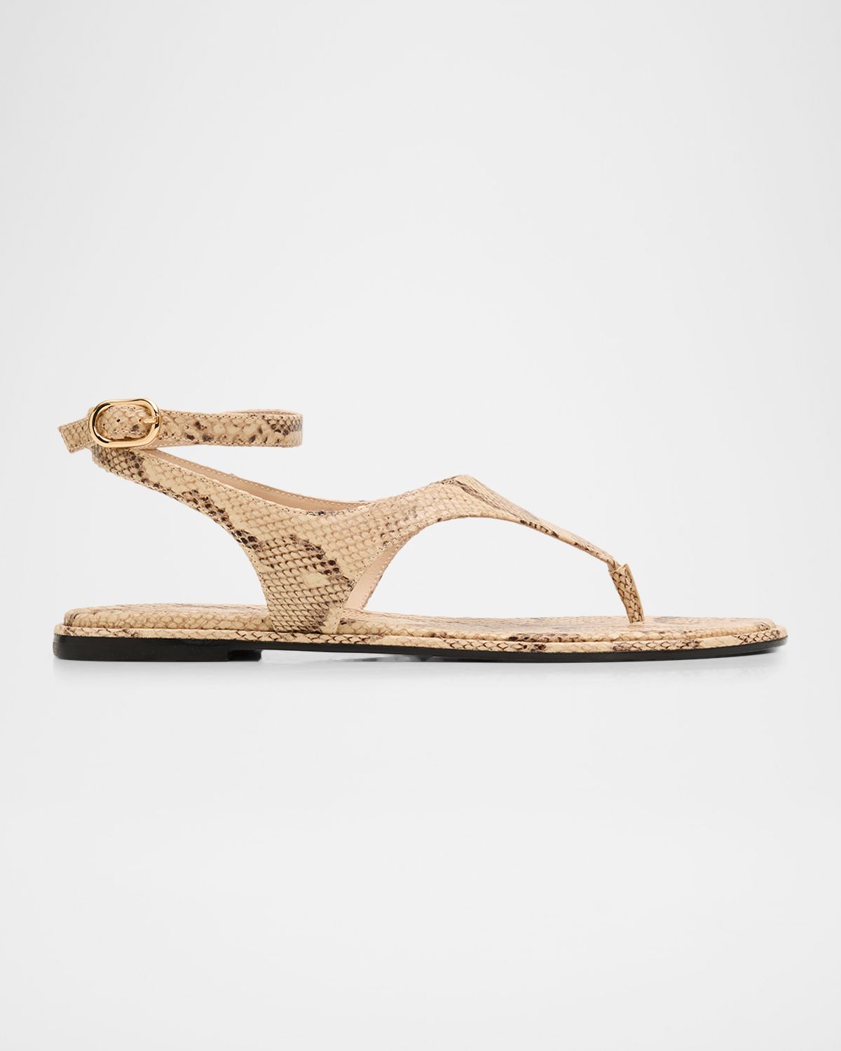 Stuart Weitzman Marley Snake-Embossed Leather Flat Thong Sandals | Thumbnail 7