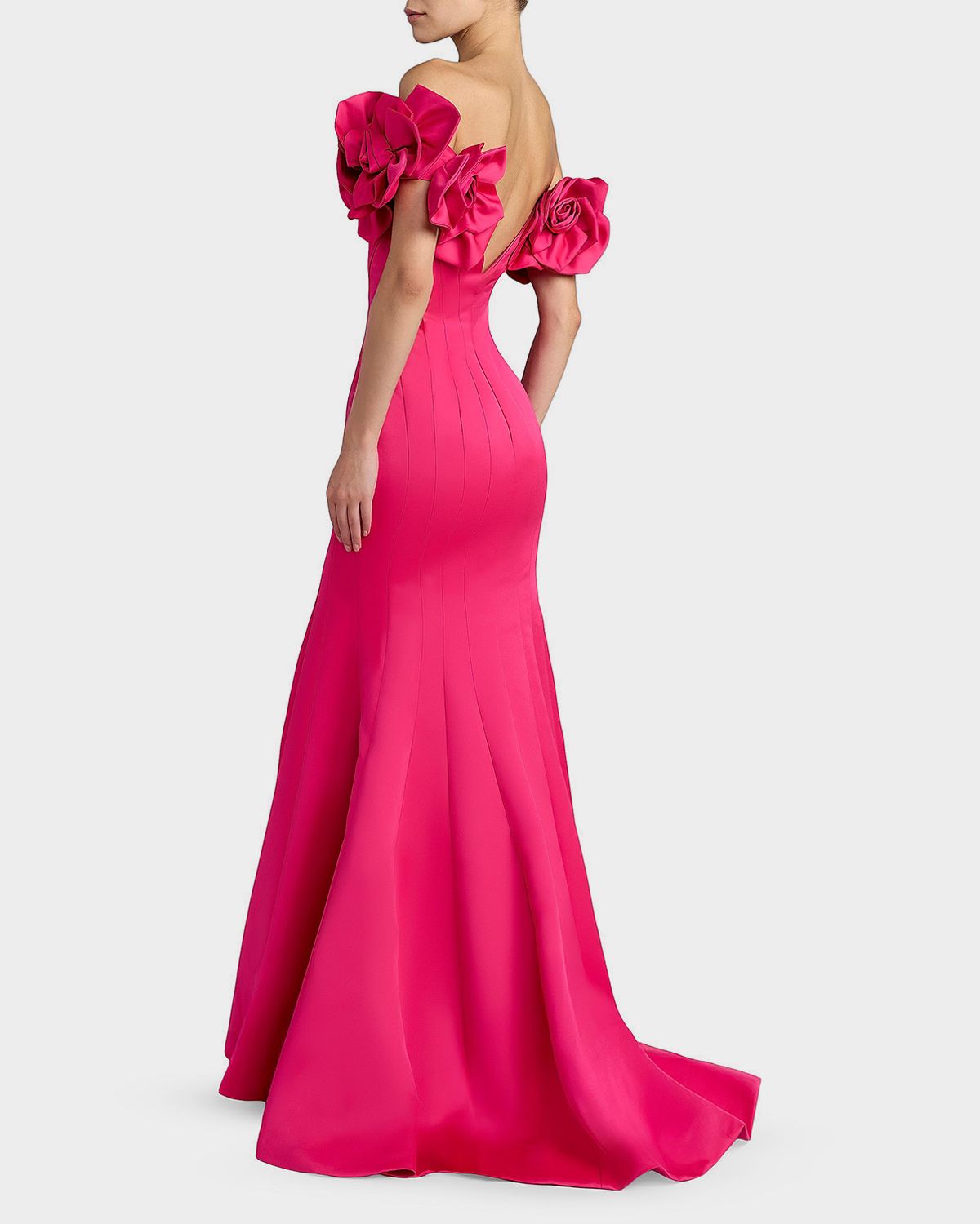 Mac Duggal Embellished Satin Off-Shoulder Trumpet Gown