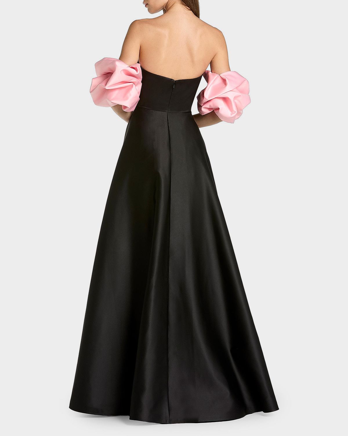 Mac Duggal Satin Puff-Sleeve Off-The-Shoulder Gown