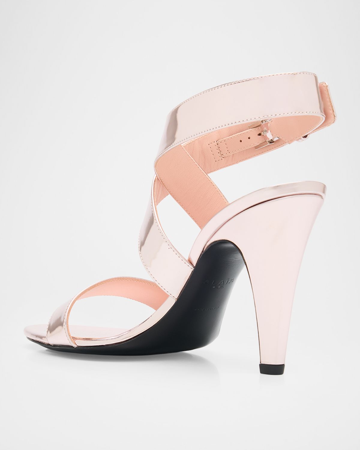 ALAIA 90mm Patent Metallic Leather Sandals