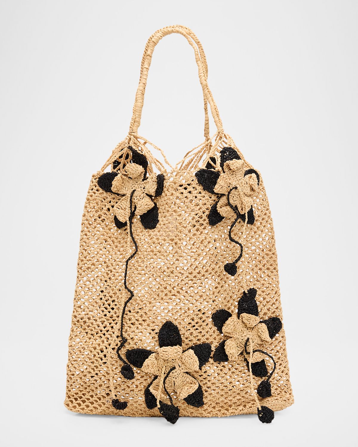 BTB Los Angeles Blaine Raffia Floral Appliqué Tote Bag