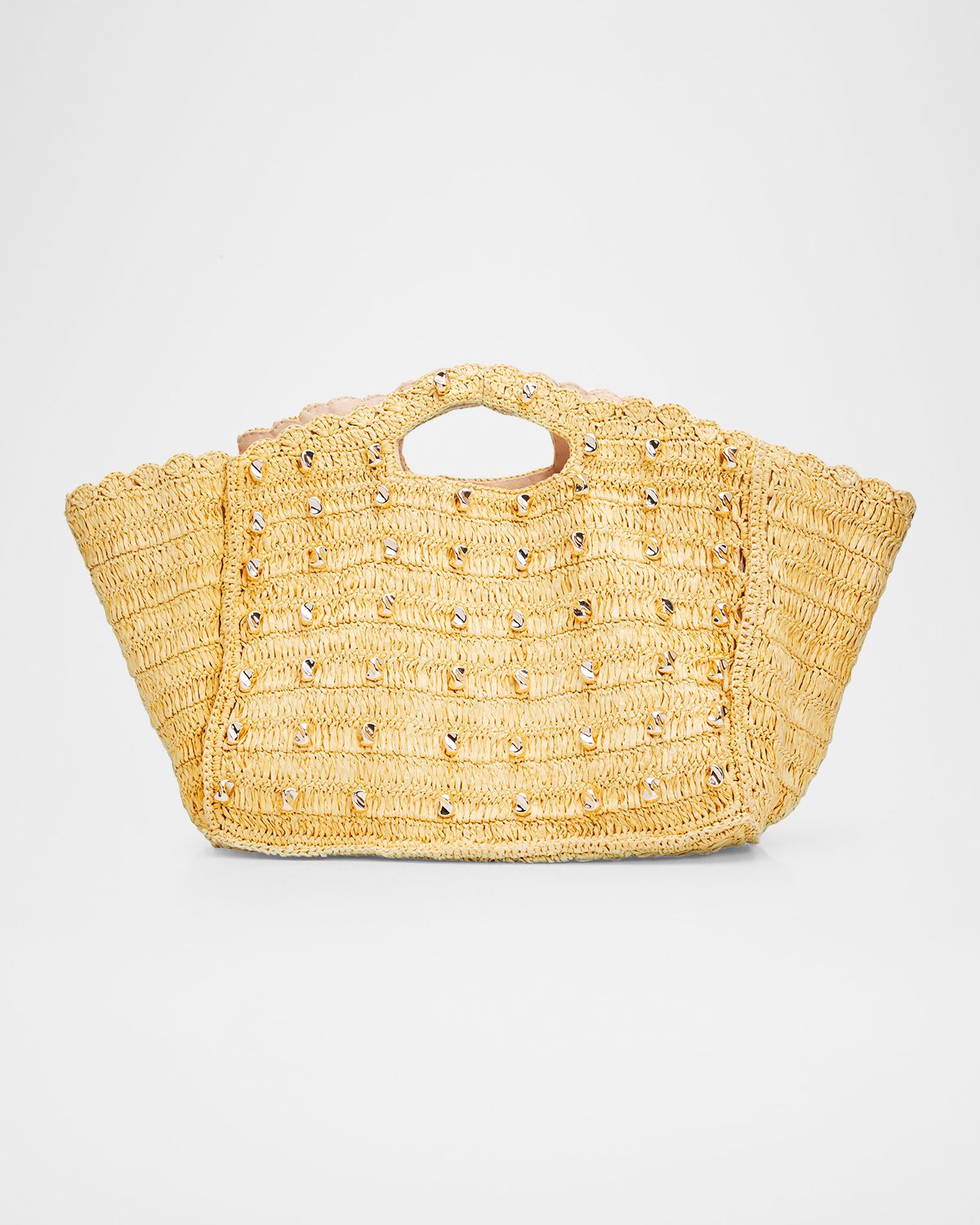 BTB Los Angeles Galia Studded Raffia Tote Bag