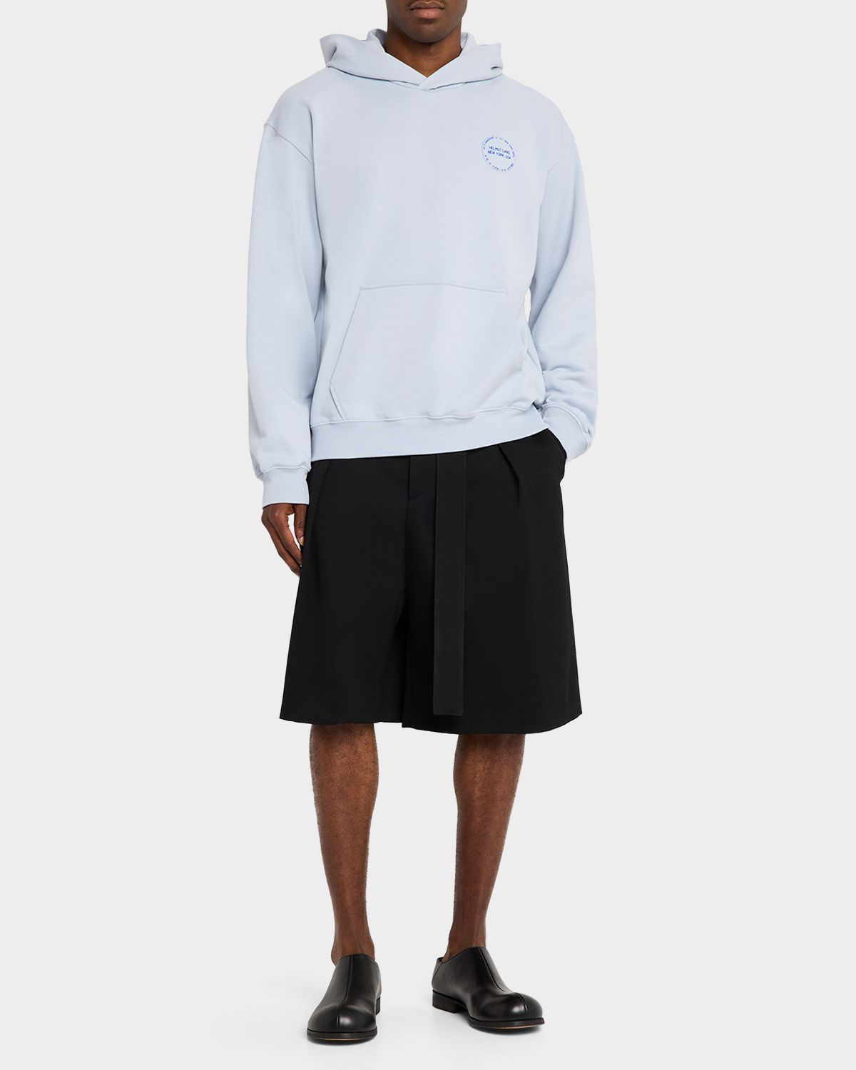 Helmut Lang Men 's Stamp Logo Cotton Terry Hoodie | Thumbnail 2 Helmut Lang Men 's Stamp Logo Cotton Terry Hoodie | Thumbnail 2