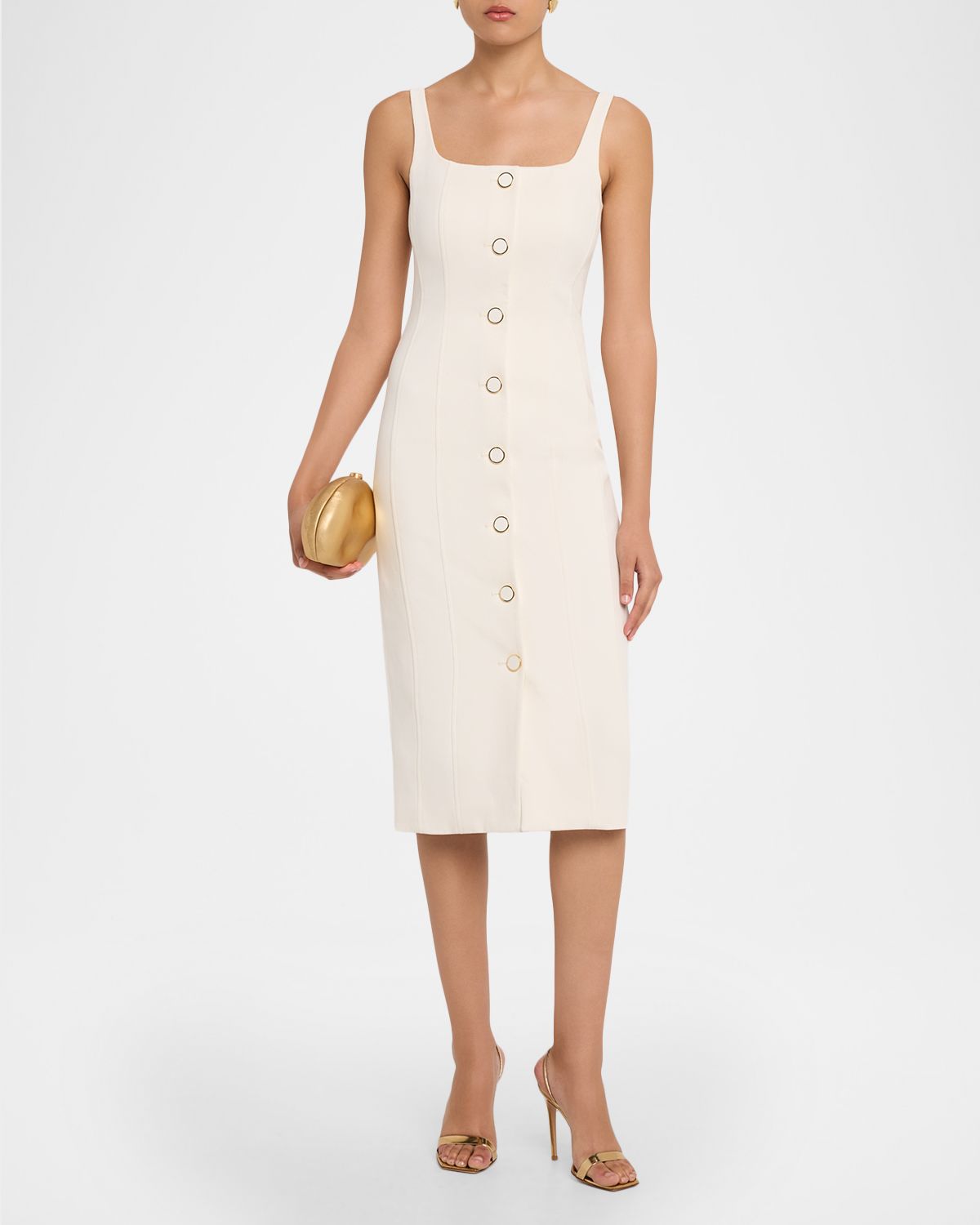 Veronica Beard Liana Sleeveless Buttoned Midi Dress