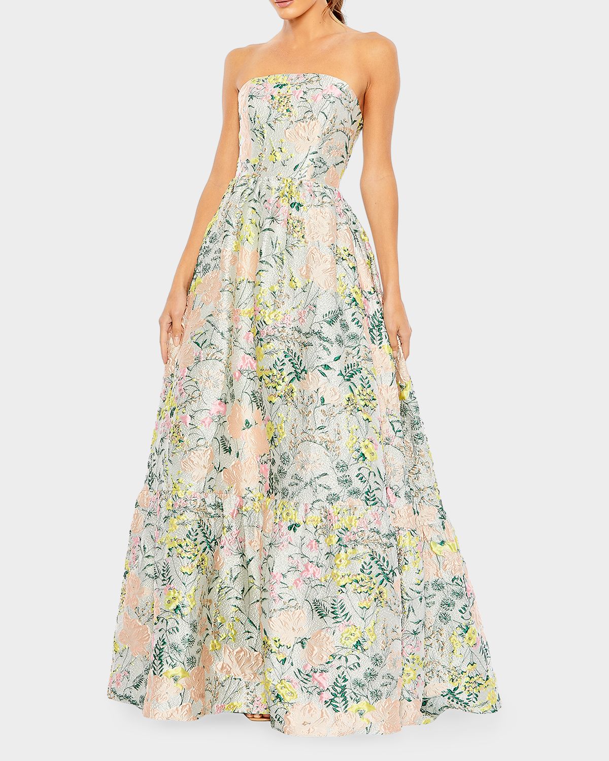 Mac Duggal Floral Brocade Ball Gown