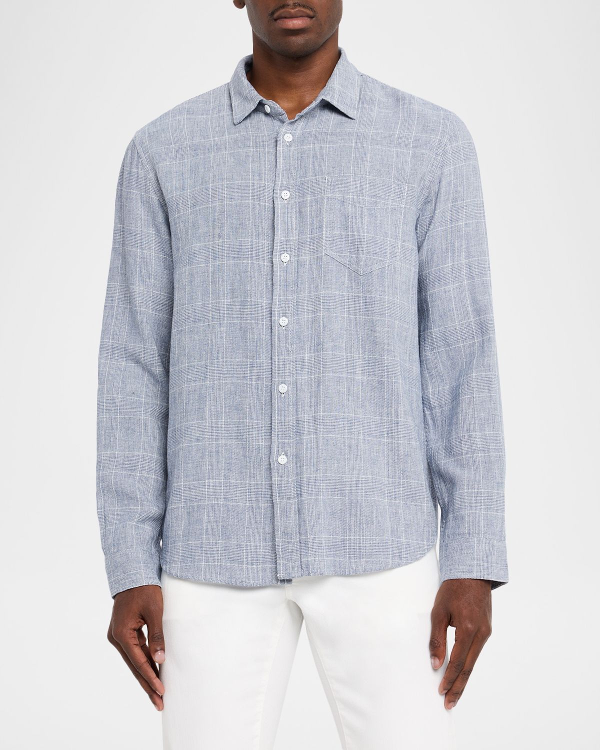 Rails Men 's Linen and Cotton Windowpane Plaid Button-Down Shirt | Thumbnail 4 Rails Men 's Linen and Cotton Windowpane Plaid Button-Down Shirt | Thumbnail 4