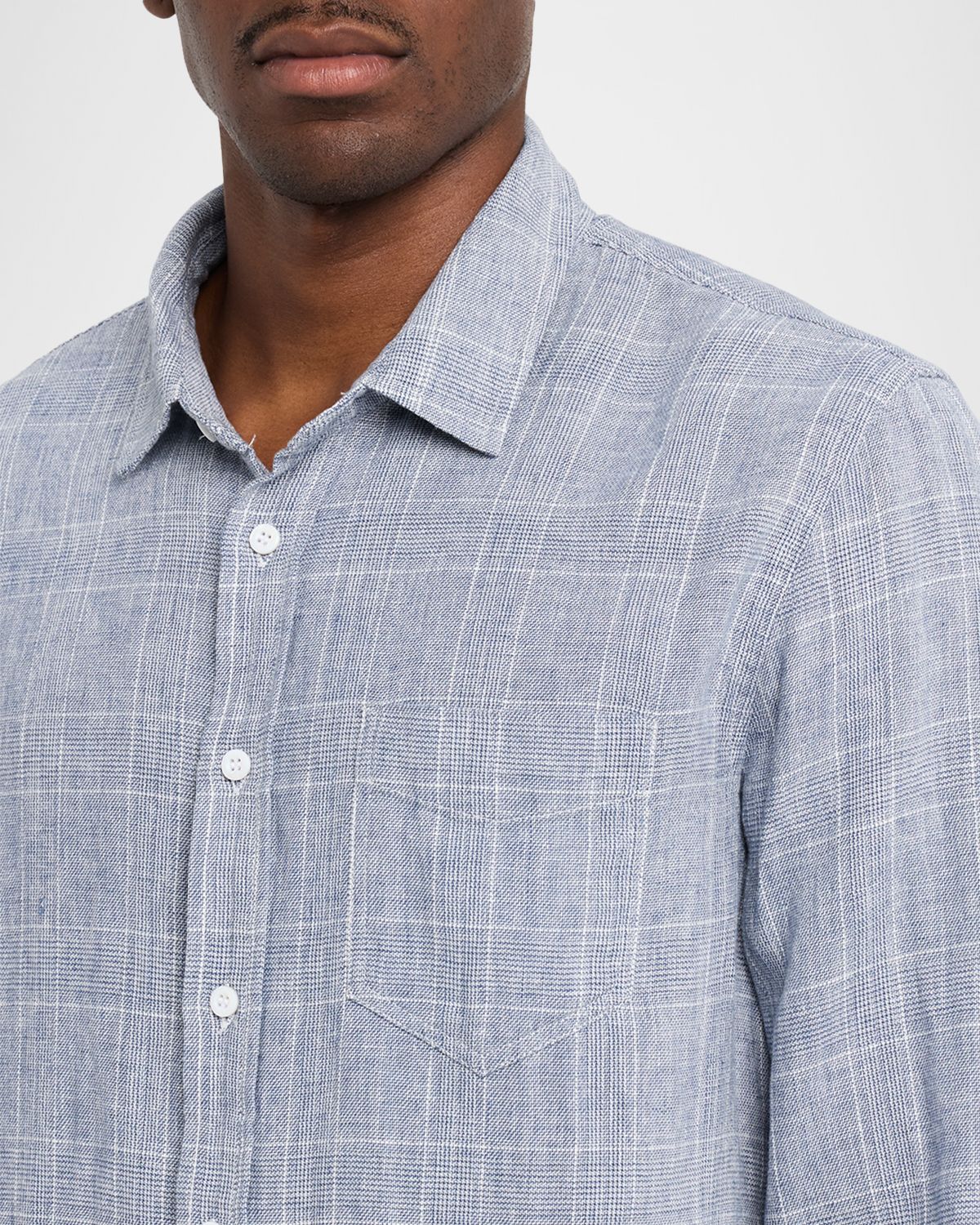 Rails Men 's Linen and Cotton Windowpane Plaid Button-Down Shirt | Thumbnail 5 Rails Men 's Linen and Cotton Windowpane Plaid Button-Down Shirt | Thumbnail 5