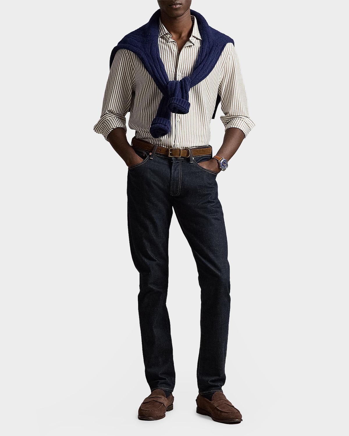 Polo Ralph Lauren Men 's Pinstripe Cotton Oxford Sport Shirt
