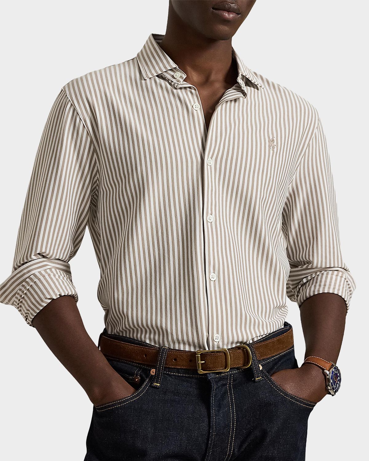 Polo Ralph Lauren Men 's Pinstripe Cotton Oxford Sport Shirt | Thumbnail 4 Polo Ralph Lauren Men 's Pinstripe Cotton Oxford Sport Shirt | Thumbnail 4