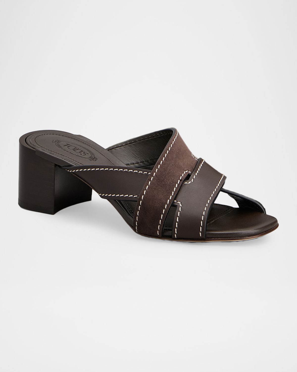 Tod 's Mixed Leather Block-Heel Sandals