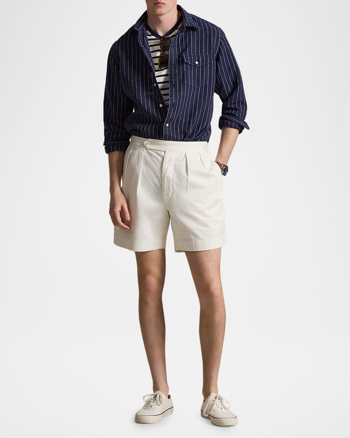 Polo Ralph Lauren Men 's Slub Linen Hairline Stripe Button-Down Shirt
