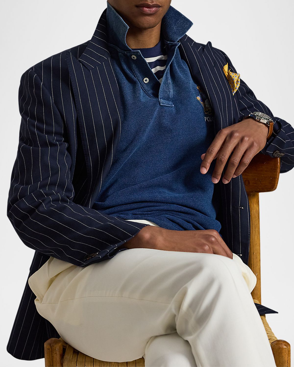 Polo Ralph Lauren Men 's Mesh Knit Embroidered-Bear Cotton Polo Shirt | Thumbnail 6 Polo Ralph Lauren Men 's Mesh Knit Embroidered-Bear Cotton Polo Shirt | Thumbnail 6