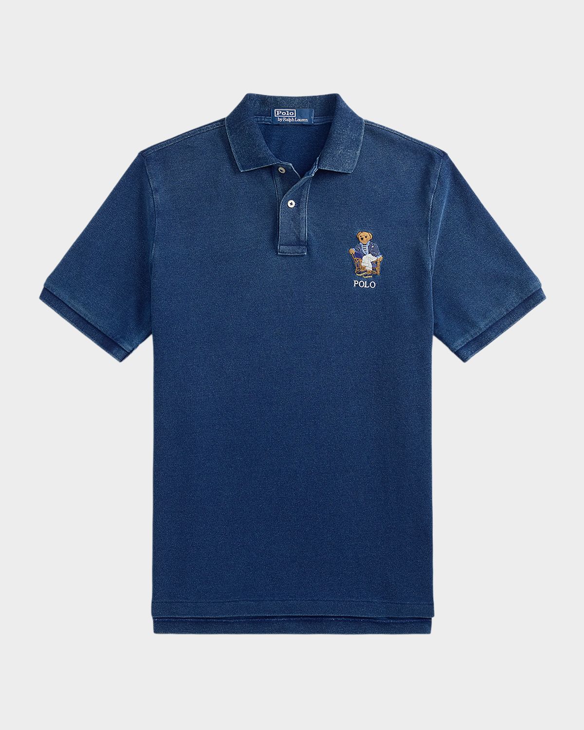 Polo Ralph Lauren Men 's Mesh Knit Embroidered-Bear Cotton Polo Shirt