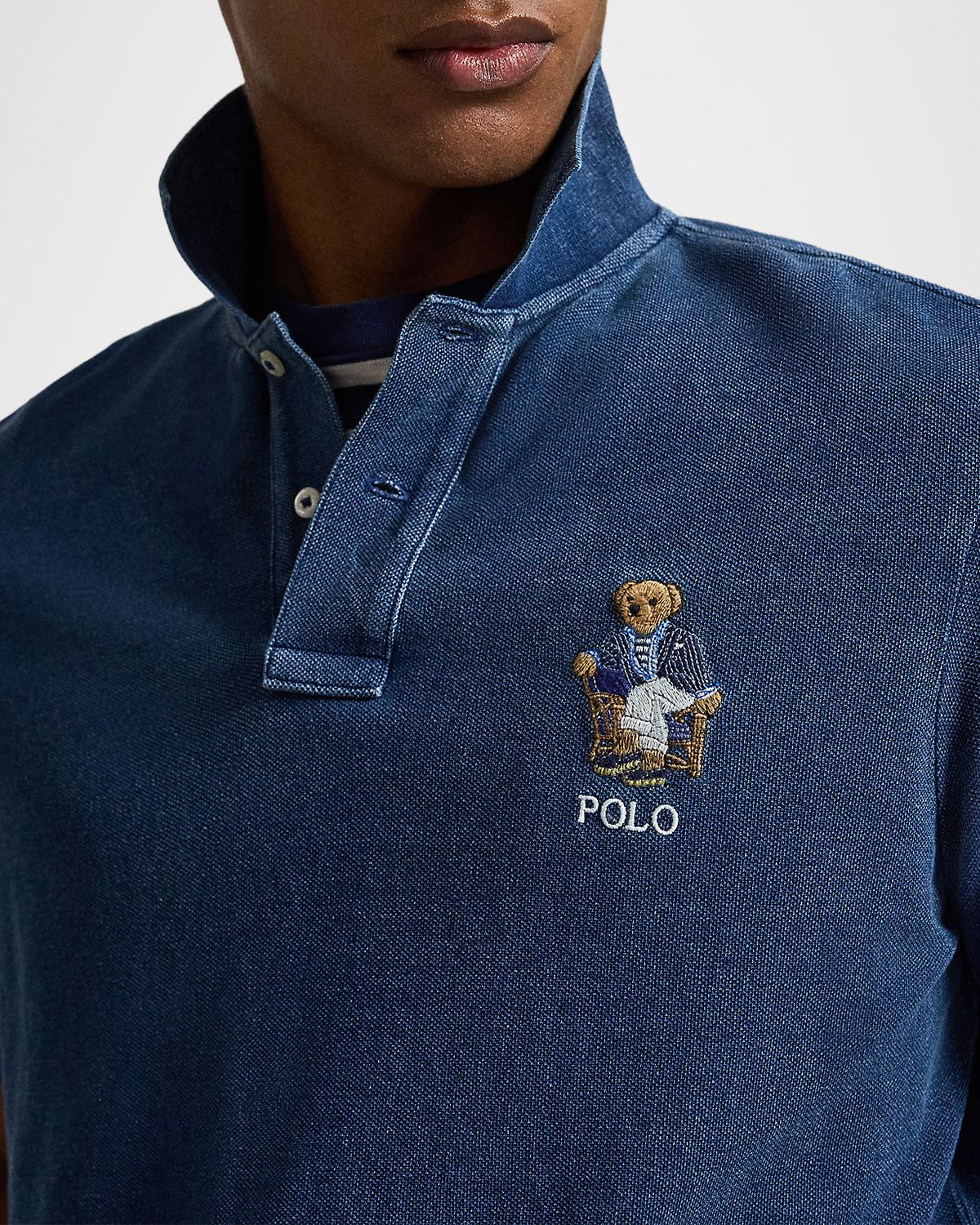 Polo Ralph Lauren Men 's Mesh Knit Embroidered-Bear Cotton Polo Shirt | Thumbnail 5 Polo Ralph Lauren Men 's Mesh Knit Embroidered-Bear Cotton Polo Shirt | Thumbnail 5