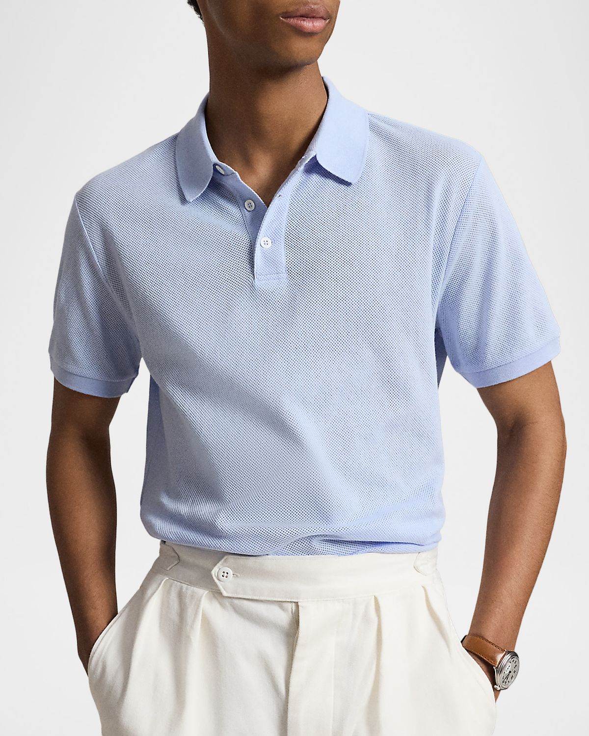 Polo Ralph Lauren Men 's Pointelle Jersey Knit Polo Shirt | Thumbnail 4 Polo Ralph Lauren Men 's Pointelle Jersey Knit Polo Shirt | Thumbnail 4