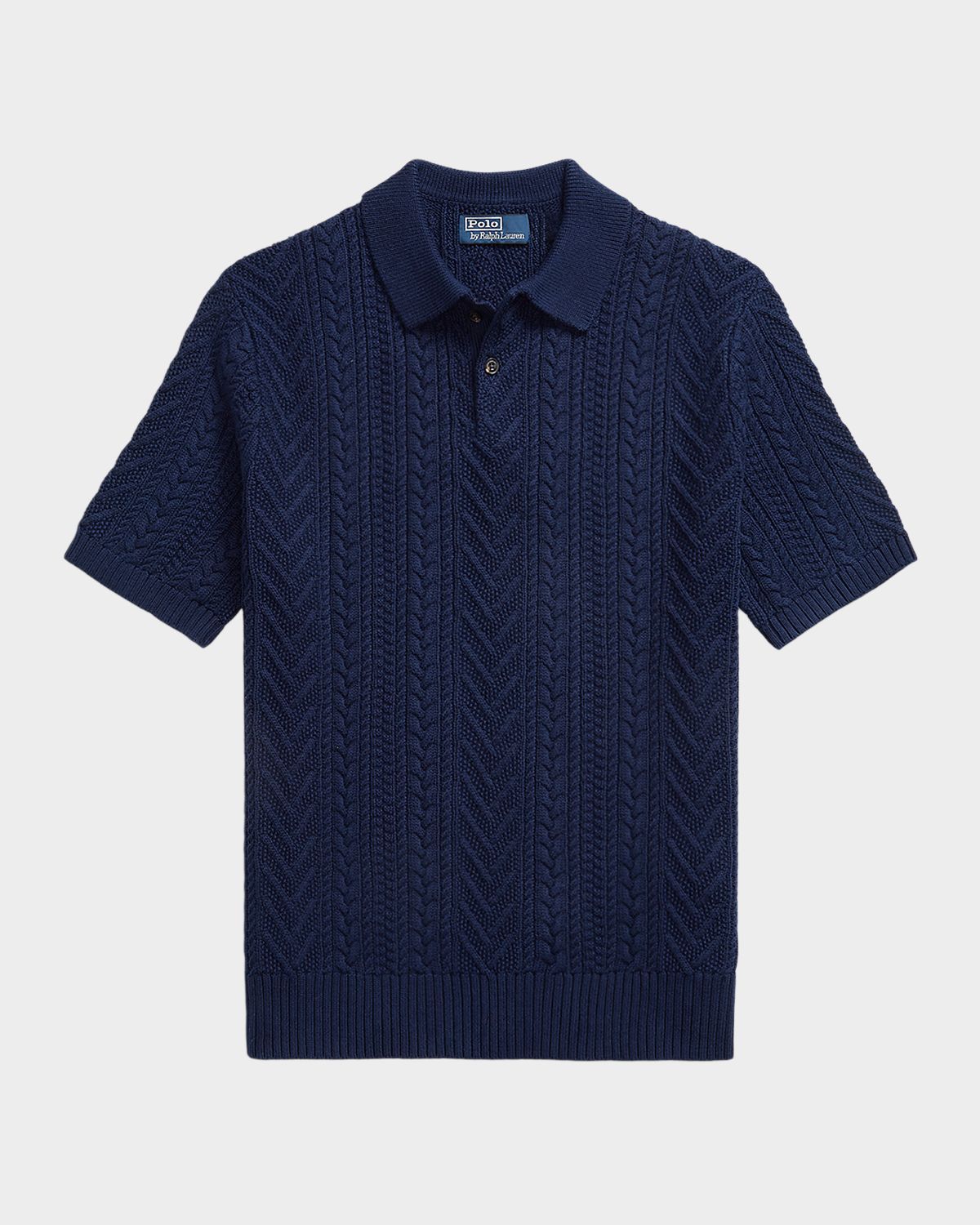 Polo Ralph Lauren Men 's Cotton Aran Knit Short-Sleeve Polo Sweater