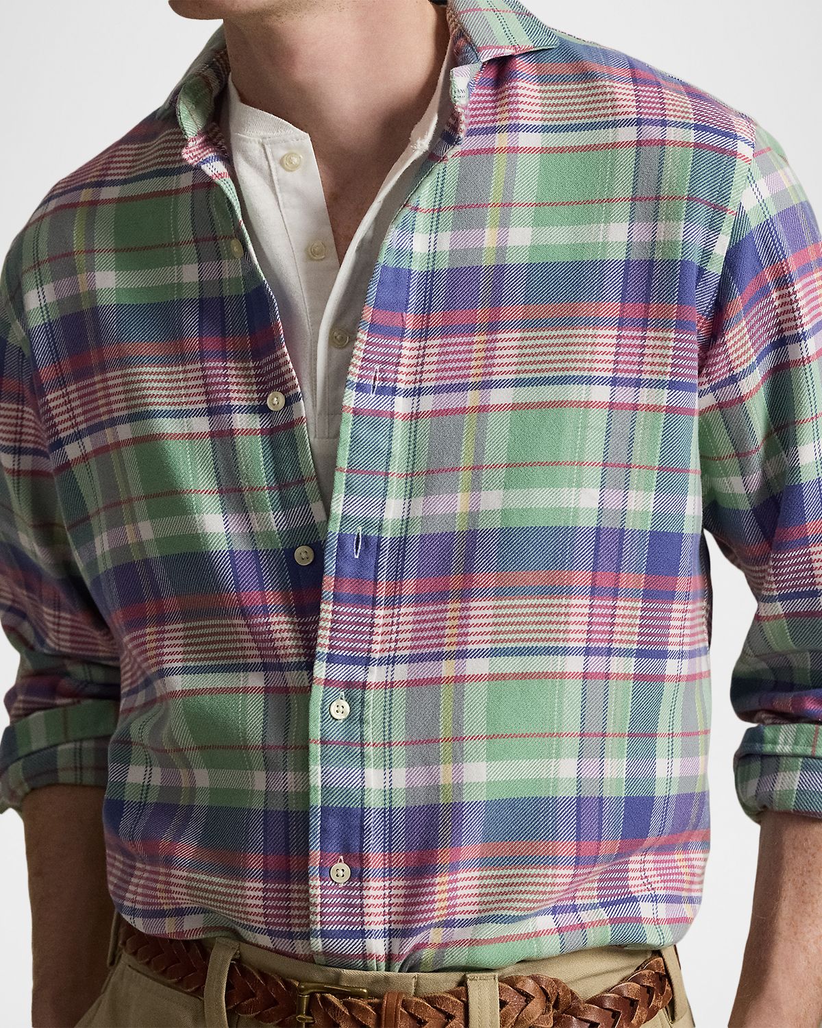 Polo Ralph Lauren Men 's Classic Fit Plaid Flannel Button-Down Shirt | Thumbnail 5 Polo Ralph Lauren Men 's Classic Fit Plaid Flannel Button-Down Shirt | Thumbnail 5