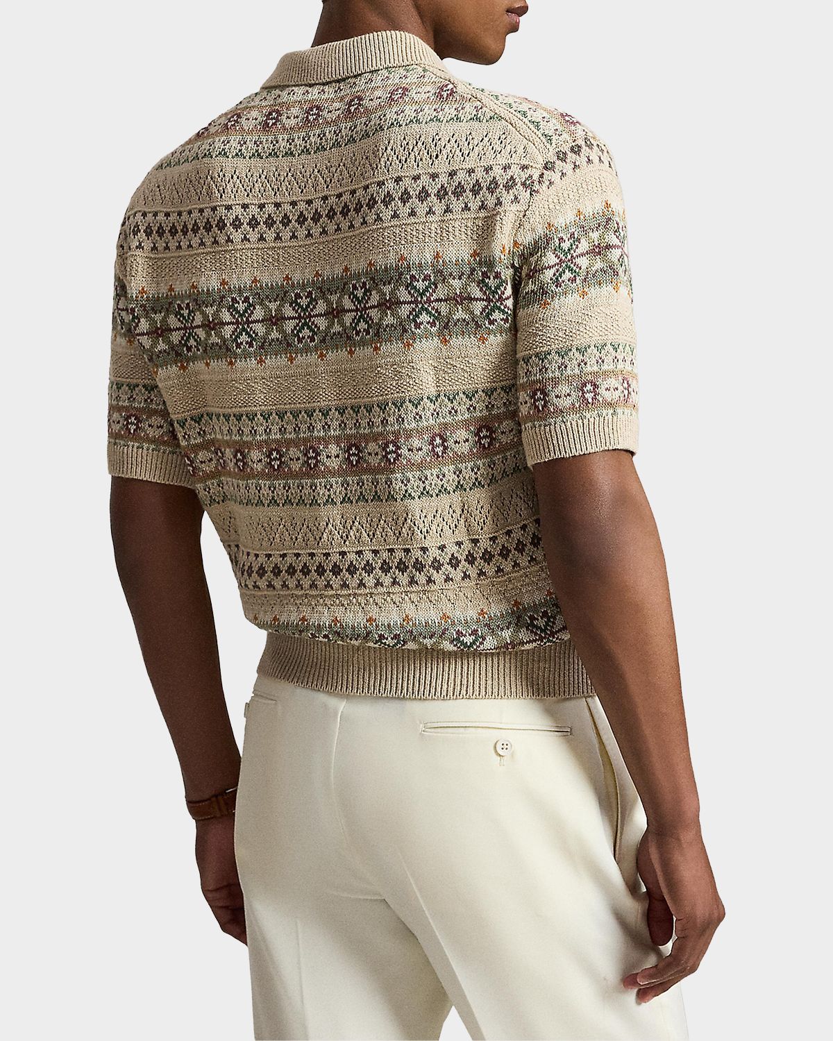 Polo Ralph Lauren Men 's Fair Isle Linen-Cotton Polo Sweater | Thumbnail 3 Polo Ralph Lauren Men 's Fair Isle Linen-Cotton Polo Sweater | Thumbnail 3