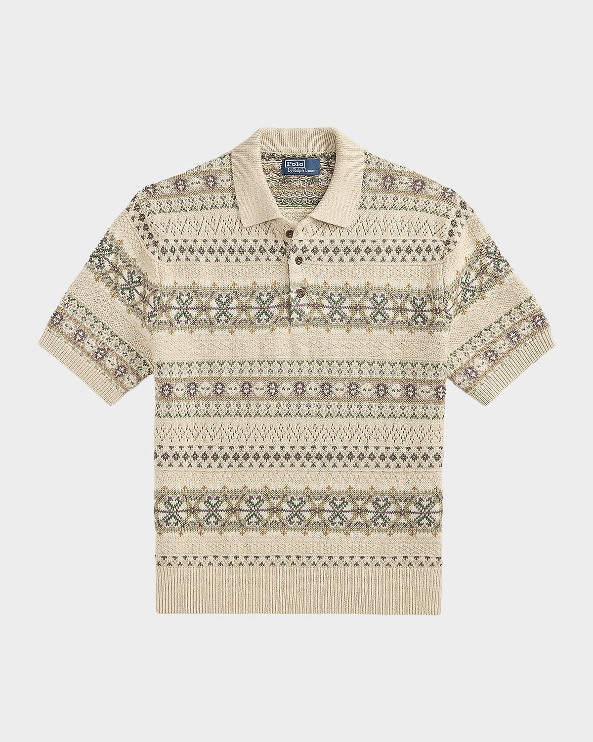 Polo Ralph Lauren Men 's Fair Isle Linen-Cotton Polo Sweater