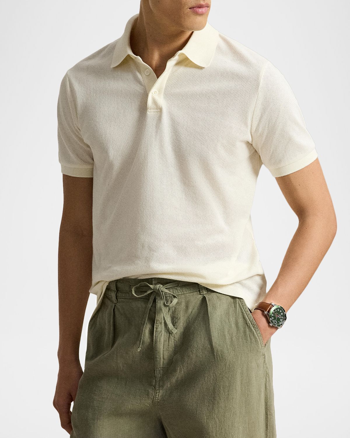 Polo Ralph Lauren Men 's Pointelle Jersey Knit Polo Shirt | Thumbnail 4