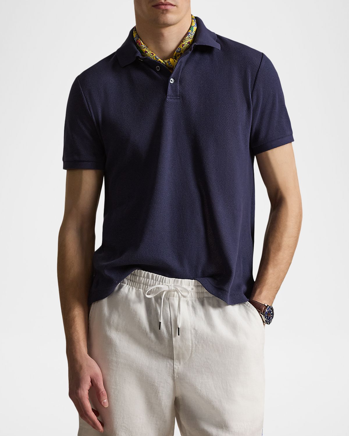 Polo Ralph Lauren Men 's Pointelle Jersey Polo Shirt | Thumbnail 4 Polo Ralph Lauren Men 's Pointelle Jersey Polo Shirt | Thumbnail 4
