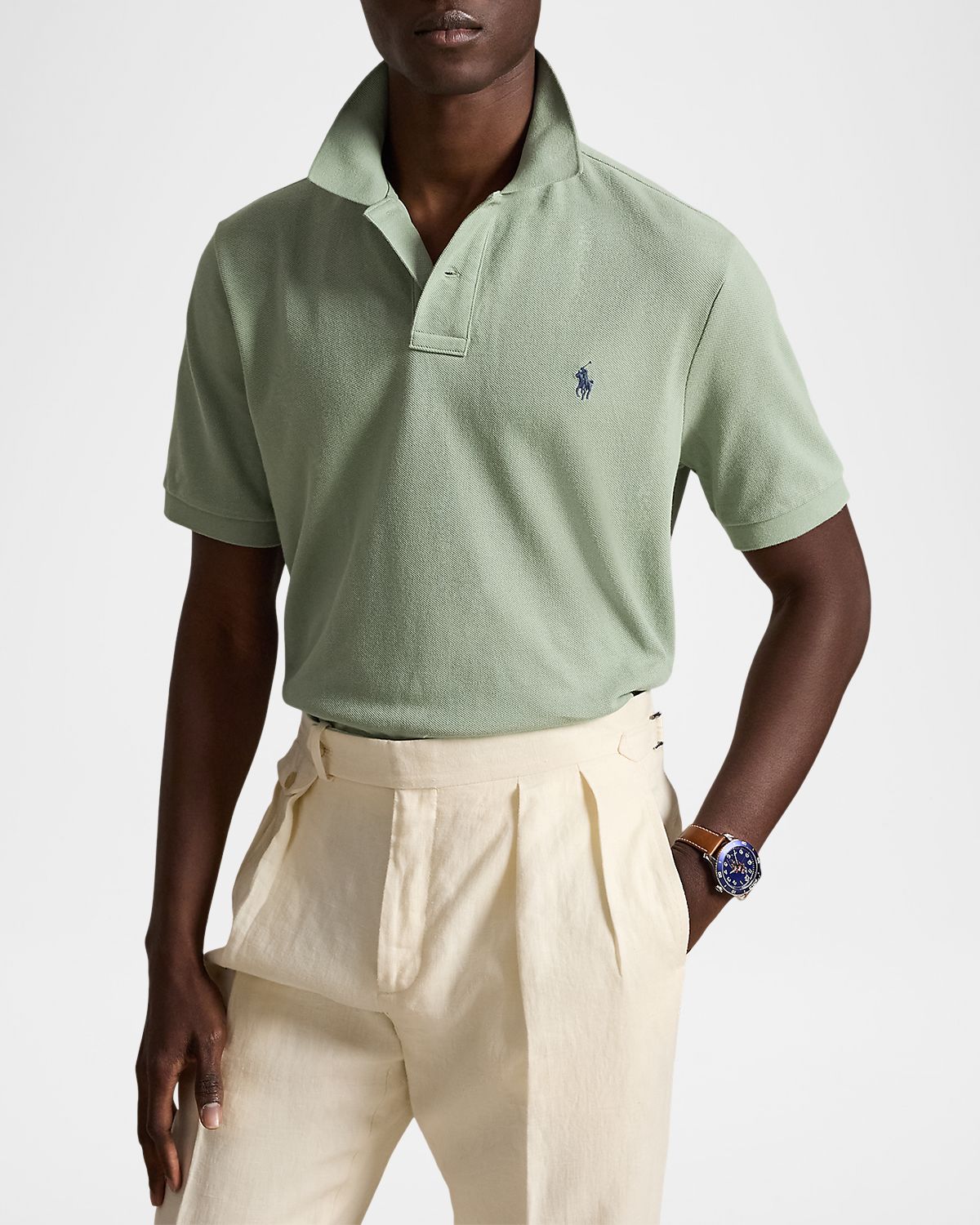Polo Ralph Lauren Men 's Cotton Mesh Embroidered-Pony Polo Shirt | Thumbnail 3 Polo Ralph Lauren Men 's Cotton Mesh Embroidered-Pony Polo Shirt | Thumbnail 3