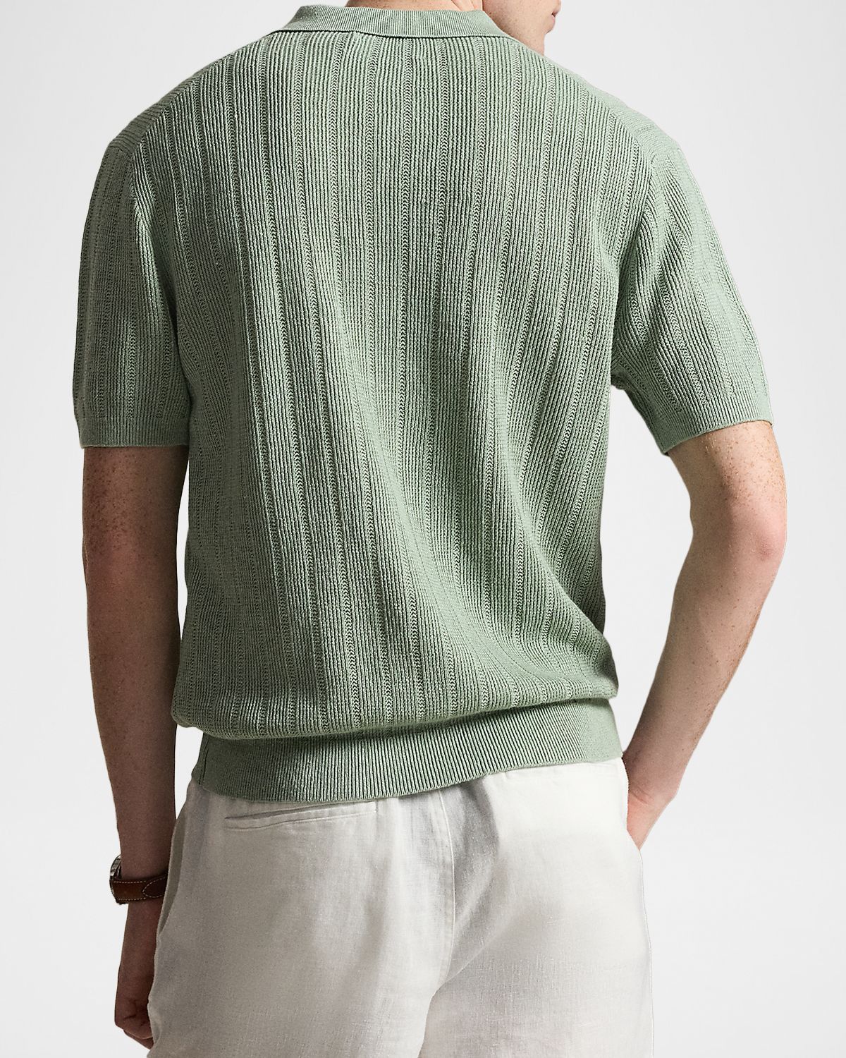 Polo Ralph Lauren Men 's Linen Pointelle Knit Short Sleeve Sweater | Thumbnail 3 Polo Ralph Lauren Men 's Linen Pointelle Knit Short Sleeve Sweater | Thumbnail 3