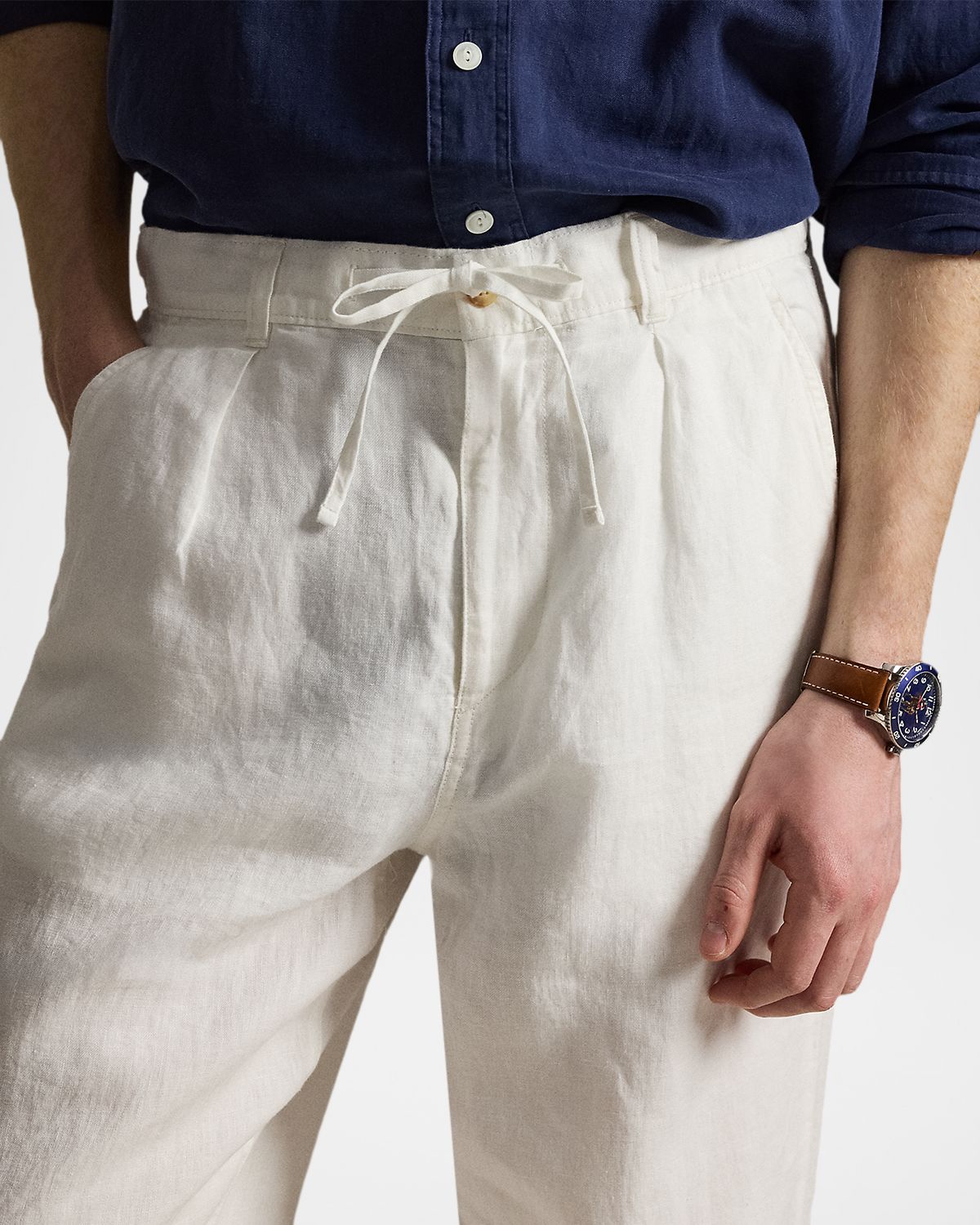 Ralph Lauren Purple Label Men 's Relaxed Fit Pleated Linen Drawstring Pants | Thumbnail 5 Ralph Lauren Purple Label Men 's Relaxed Fit Pleated Linen Drawstring Pants | Thumbnail 5