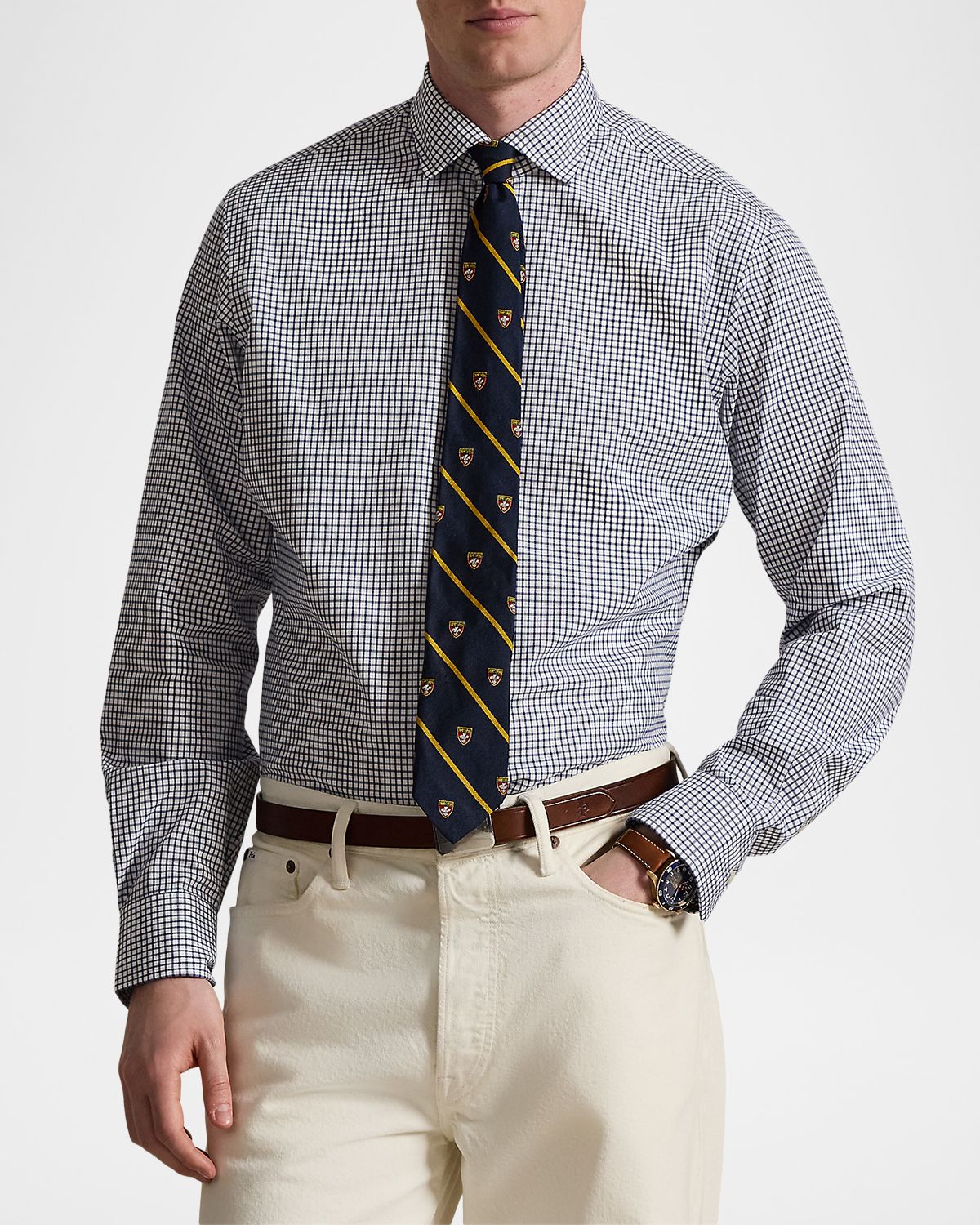 Polo Ralph Lauren Men 's Classic-Fit Grid Check Poplin Sport Shirt | Thumbnail 4 Polo Ralph Lauren Men 's Classic-Fit Grid Check Poplin Sport Shirt | Thumbnail 4