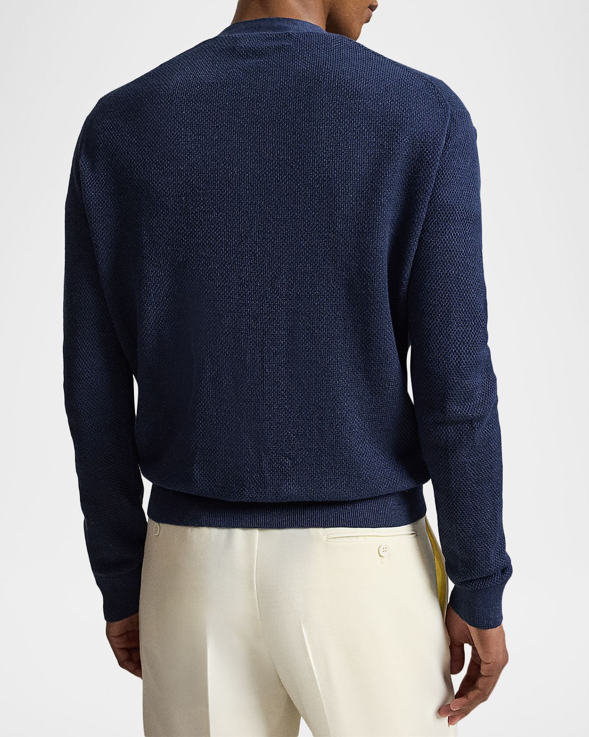 Polo Ralph Lauren Men 's Relaxed Fit Piqué-Knit Linen Cardigan | Thumbnail 3 Polo Ralph Lauren Men 's Relaxed Fit Piqué-Knit Linen Cardigan | Thumbnail 3