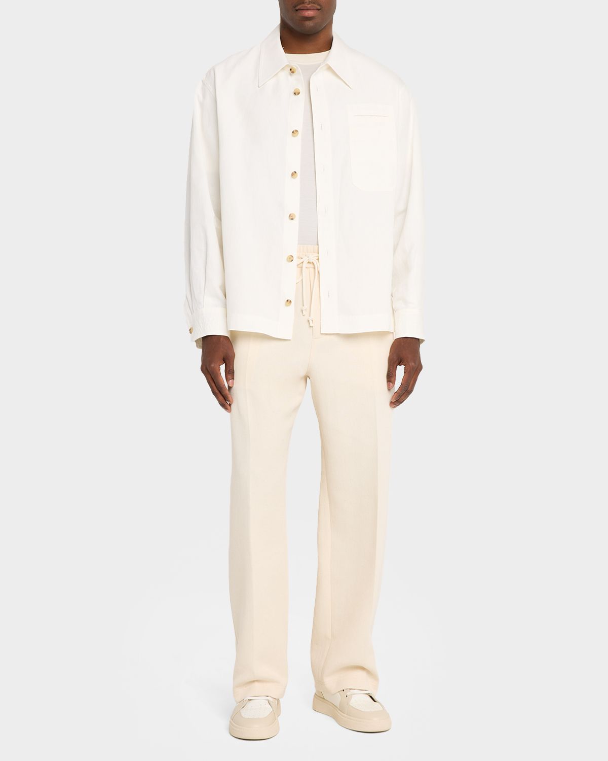 Helmut Lang Men 's Sailor Slub Cotton and Linen Overshirt | Thumbnail 2